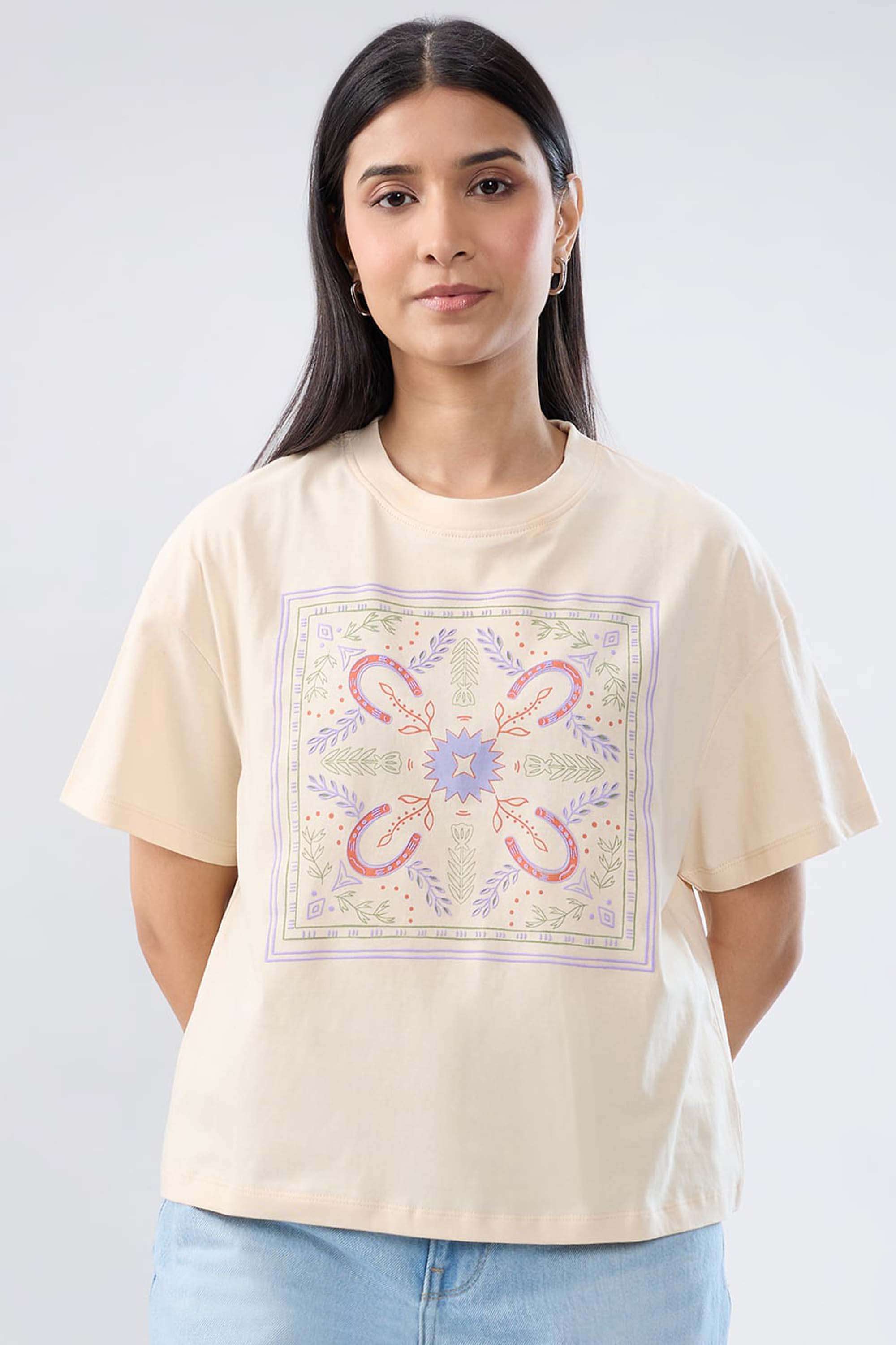 Solid-Blended-Fabric-Women-s-T-Shirt