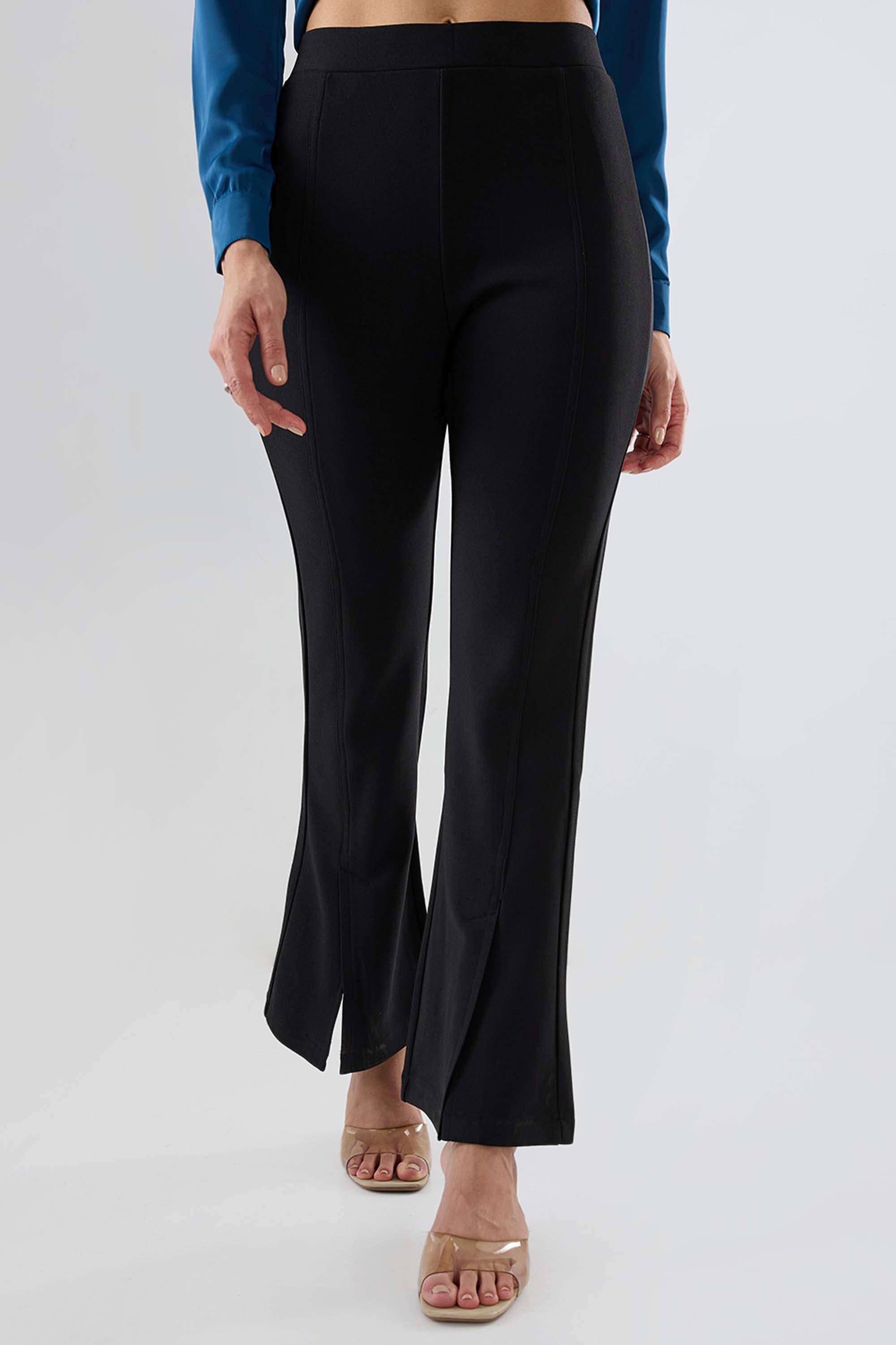 Mid-Rise-Blended-Fabric-Bootcut-Fit-Women-s-Track-Pants