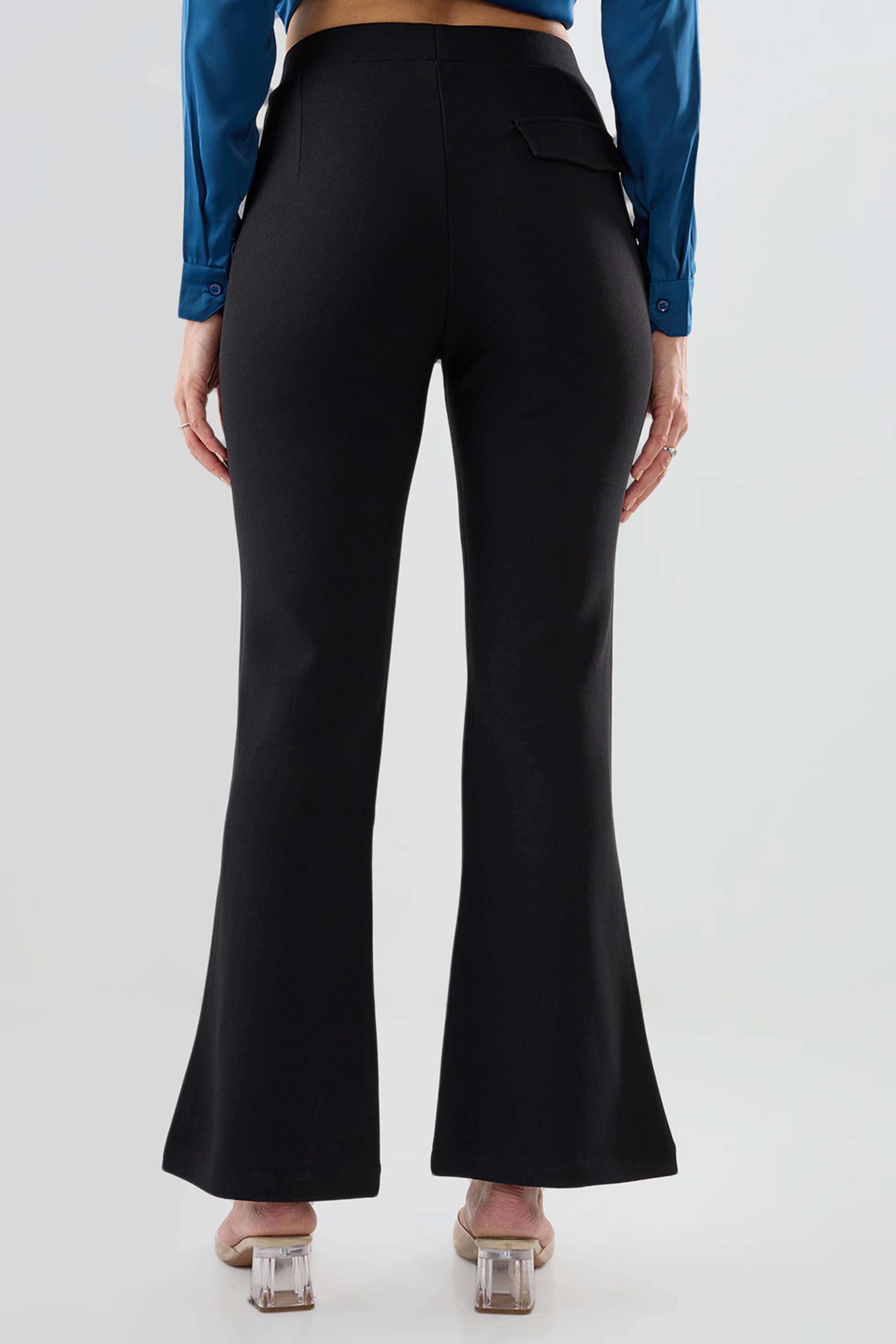 Mid-Rise-Blended-Fabric-Bootcut-Fit-Women-s-Track-Pants