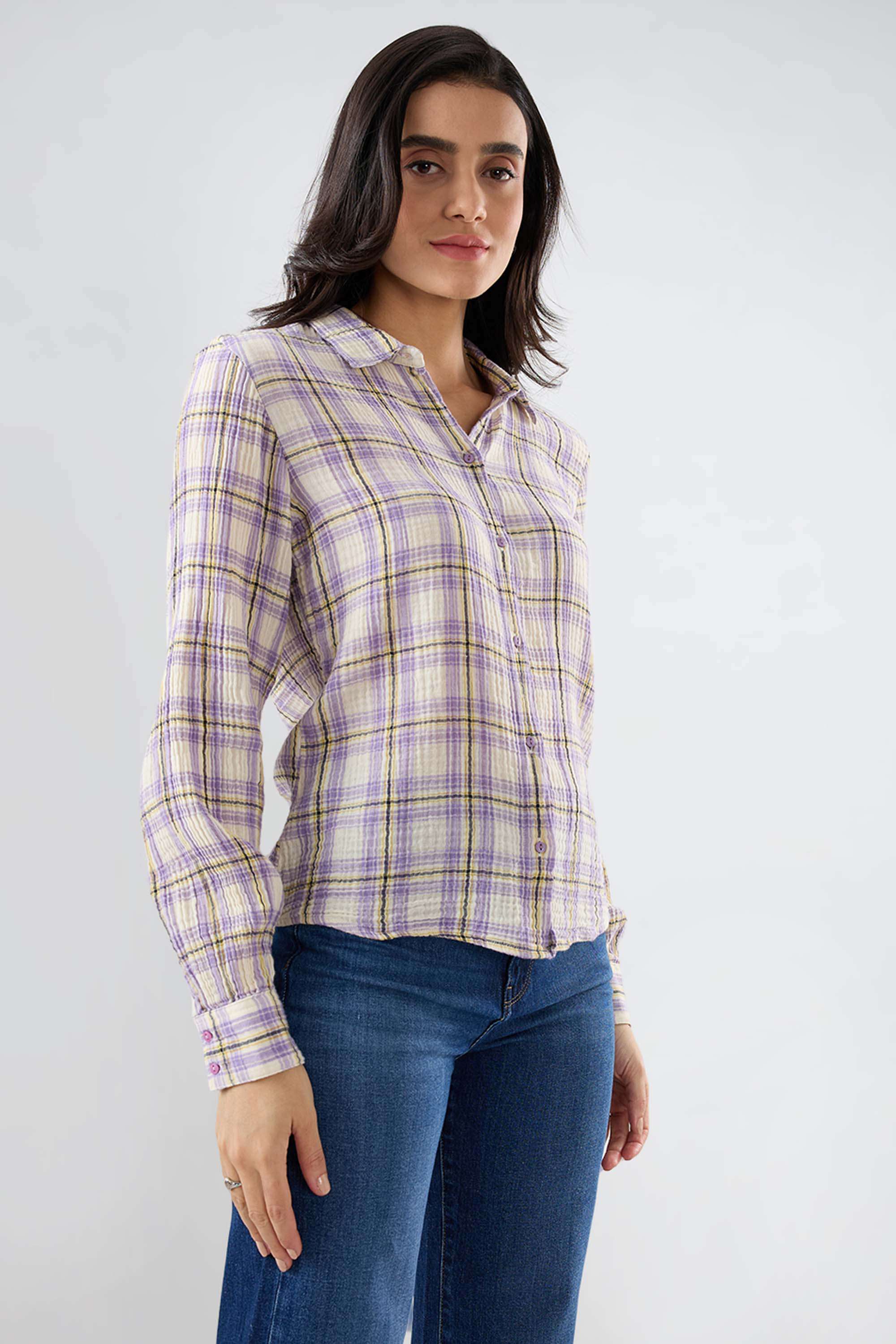 Solid-Blended-Fabric-Women-s-Shirt