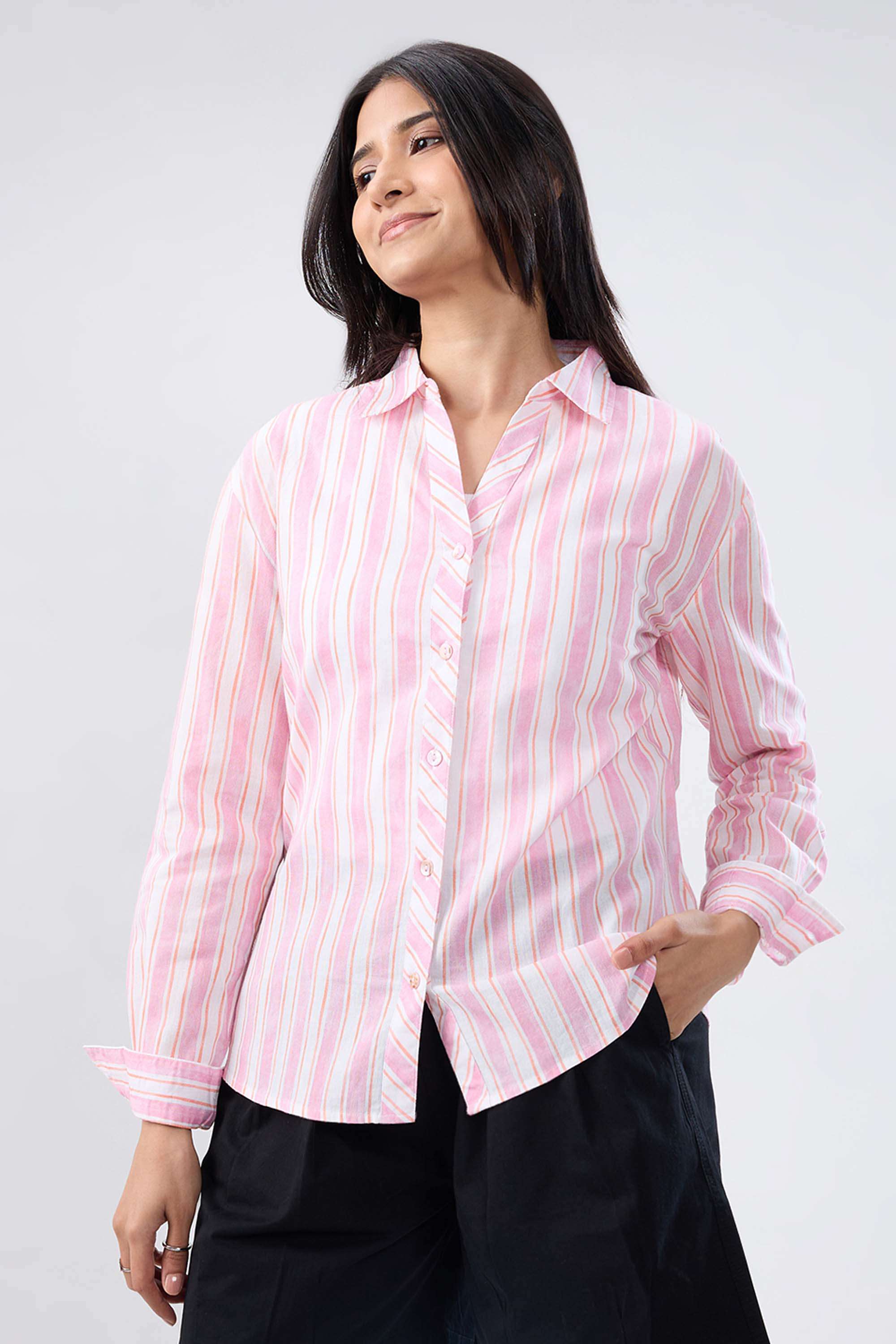Solid-Blended-Fabric-Women-s-Shirt