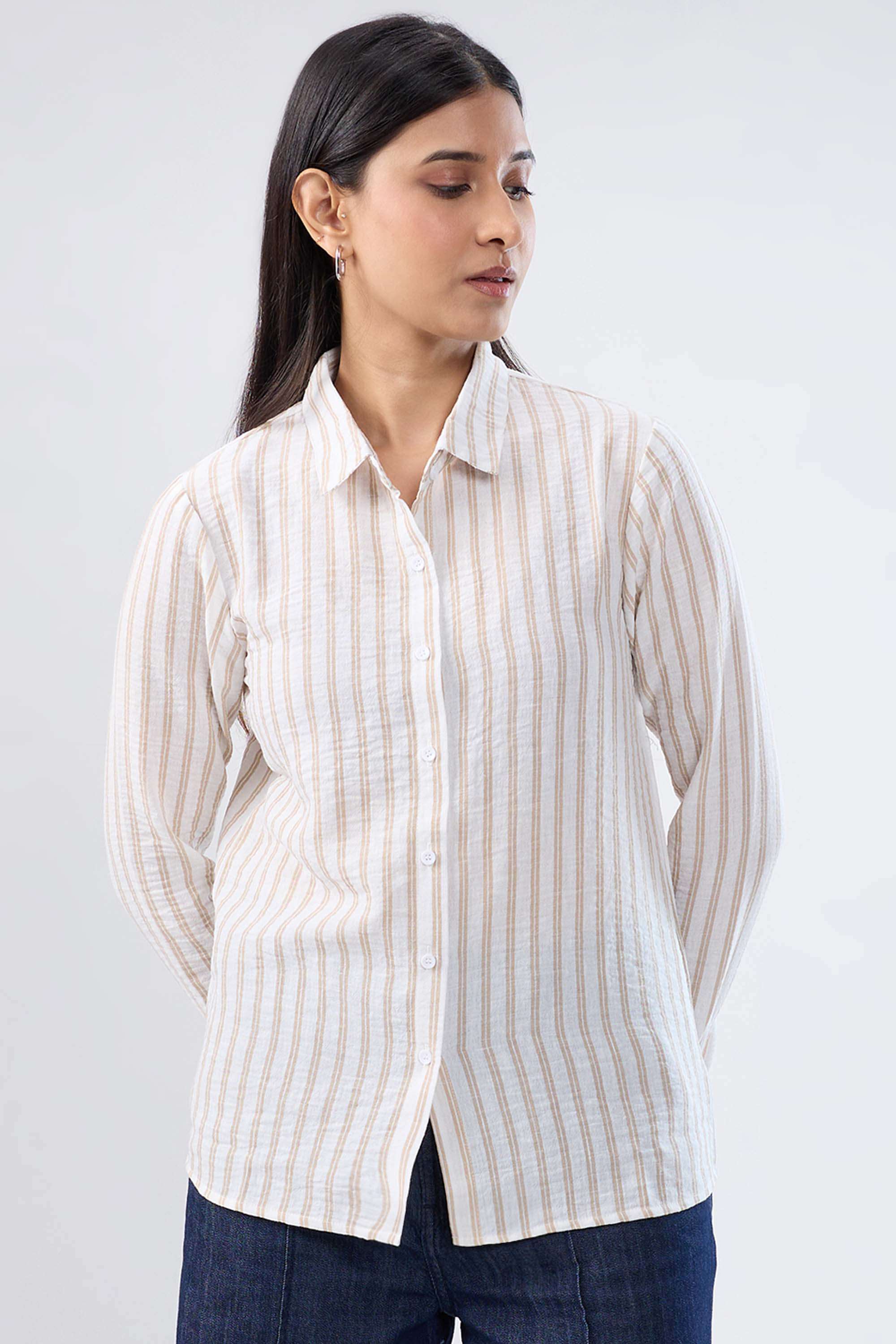 Solid-Blended-Fabric-Women-s-Shirt