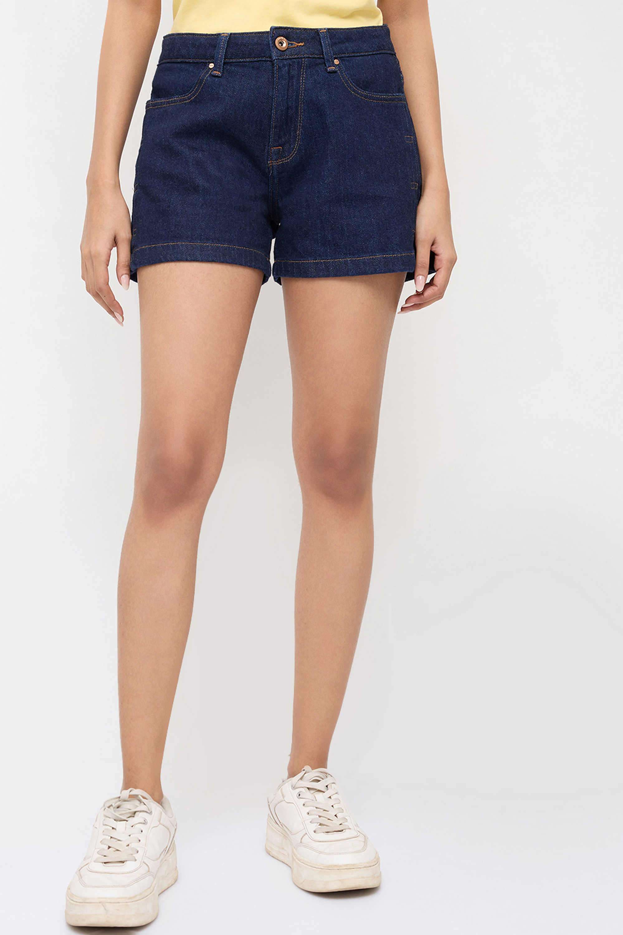 Mom-Fit-Mid-Thigh-Cotton-Women-Casual-Wear-Shorts
