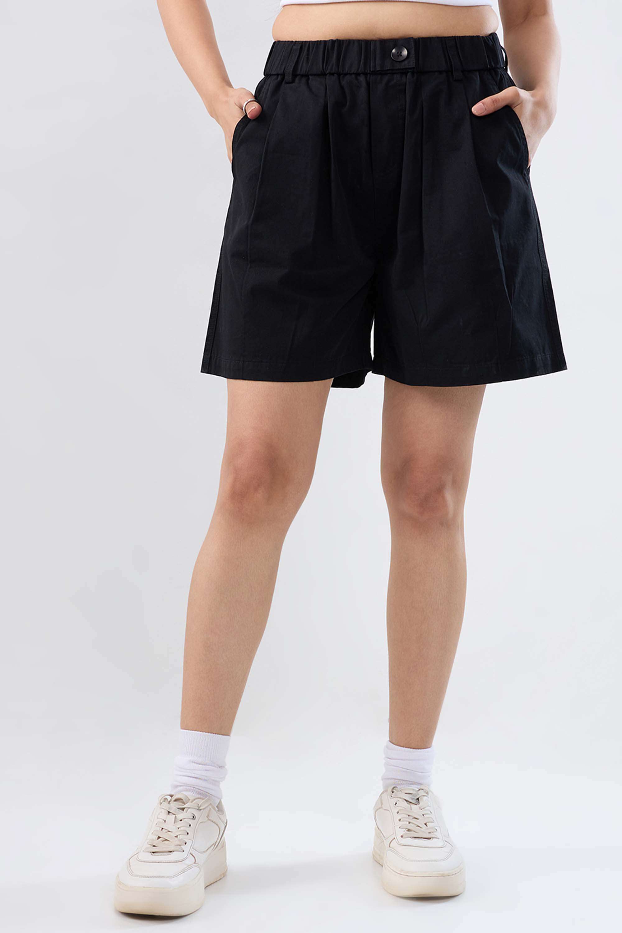 spykar Mid Rise Blended Fabric Relaxed Fit Women's Shorts-picture-24