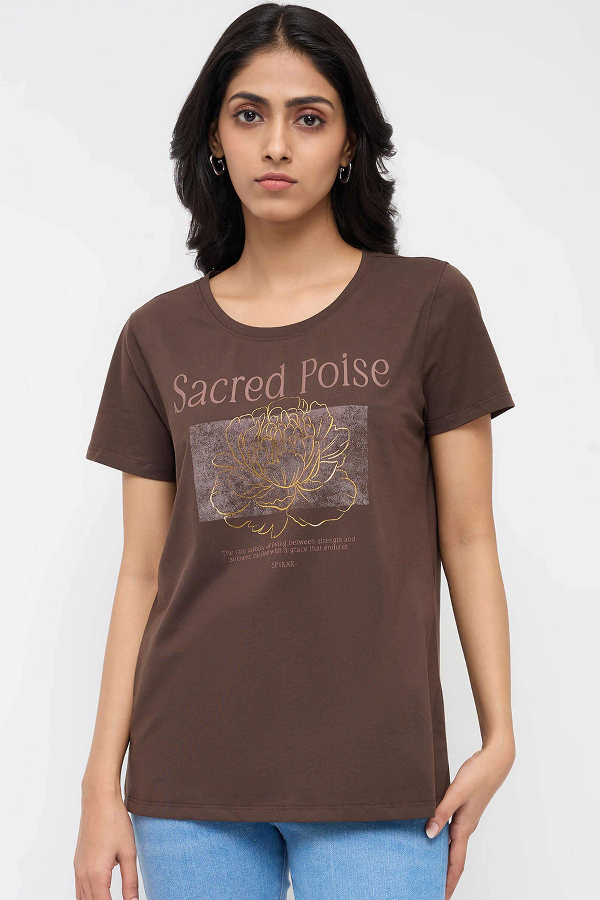 Solid-Cotton-Round-Neck-Women-T-Shirt