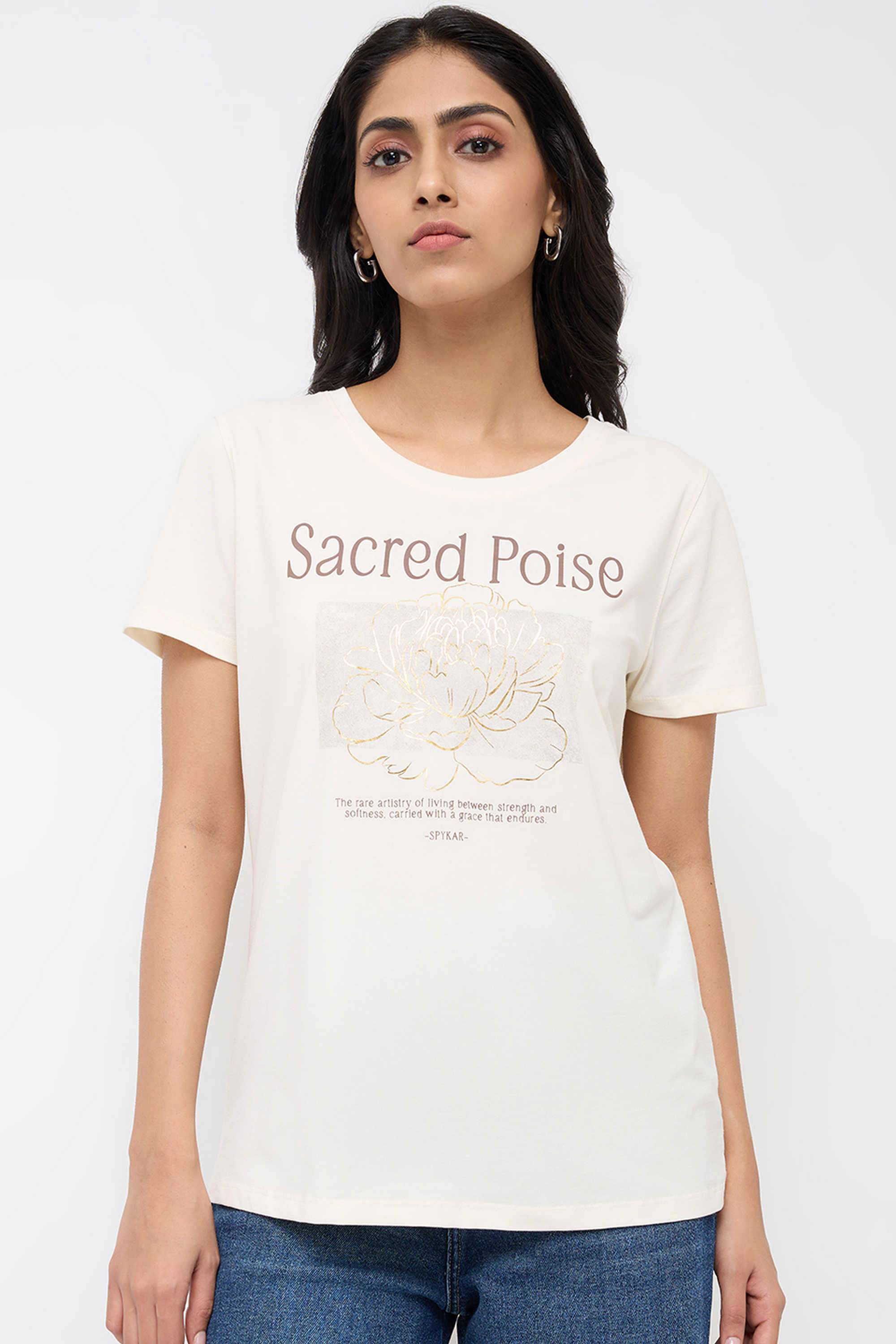 Solid-Cotton-Round-Neck-Women-T-Shirt