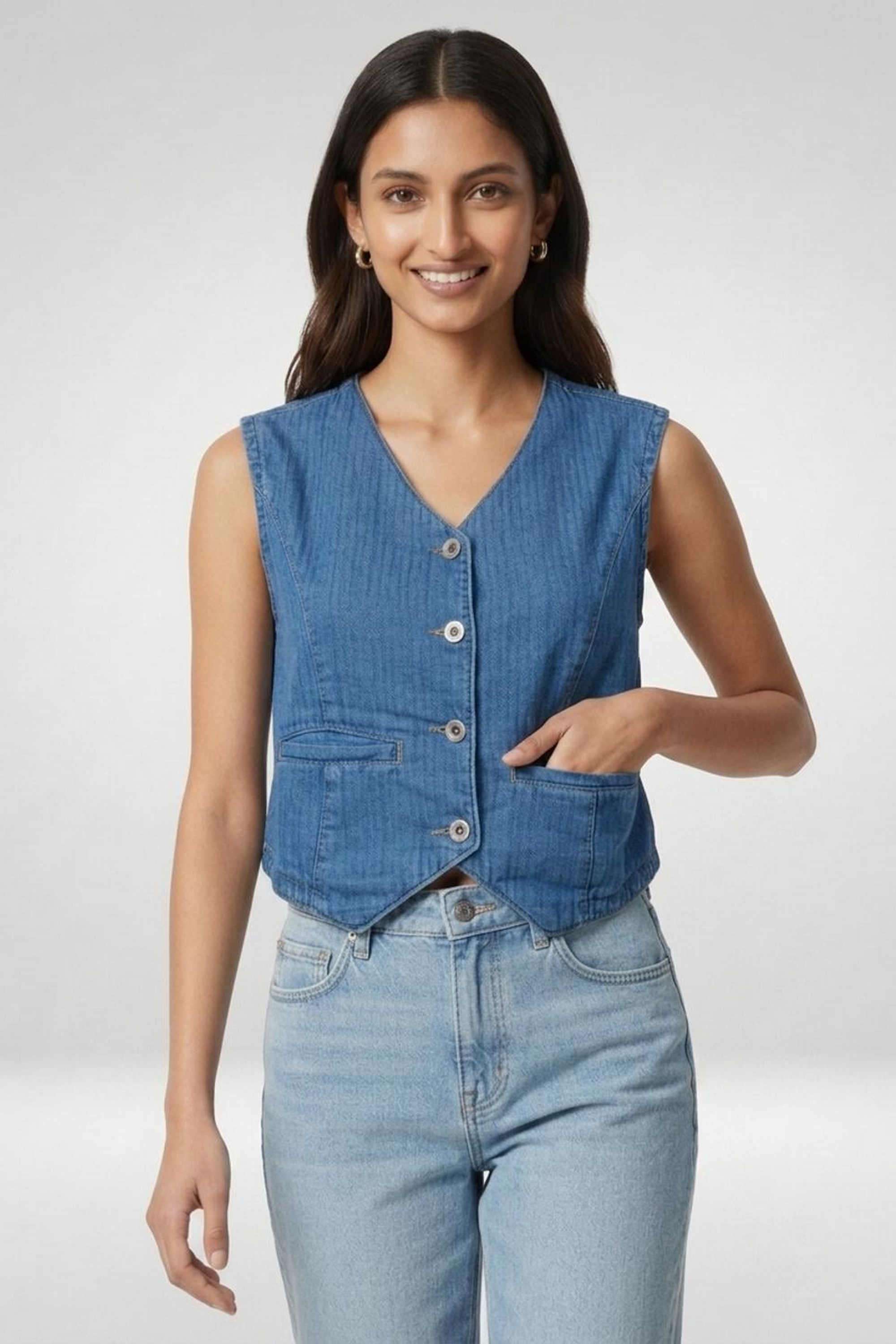 Solid-V-Neck-Cotton-Women-s-Casual-Wear-Jacket