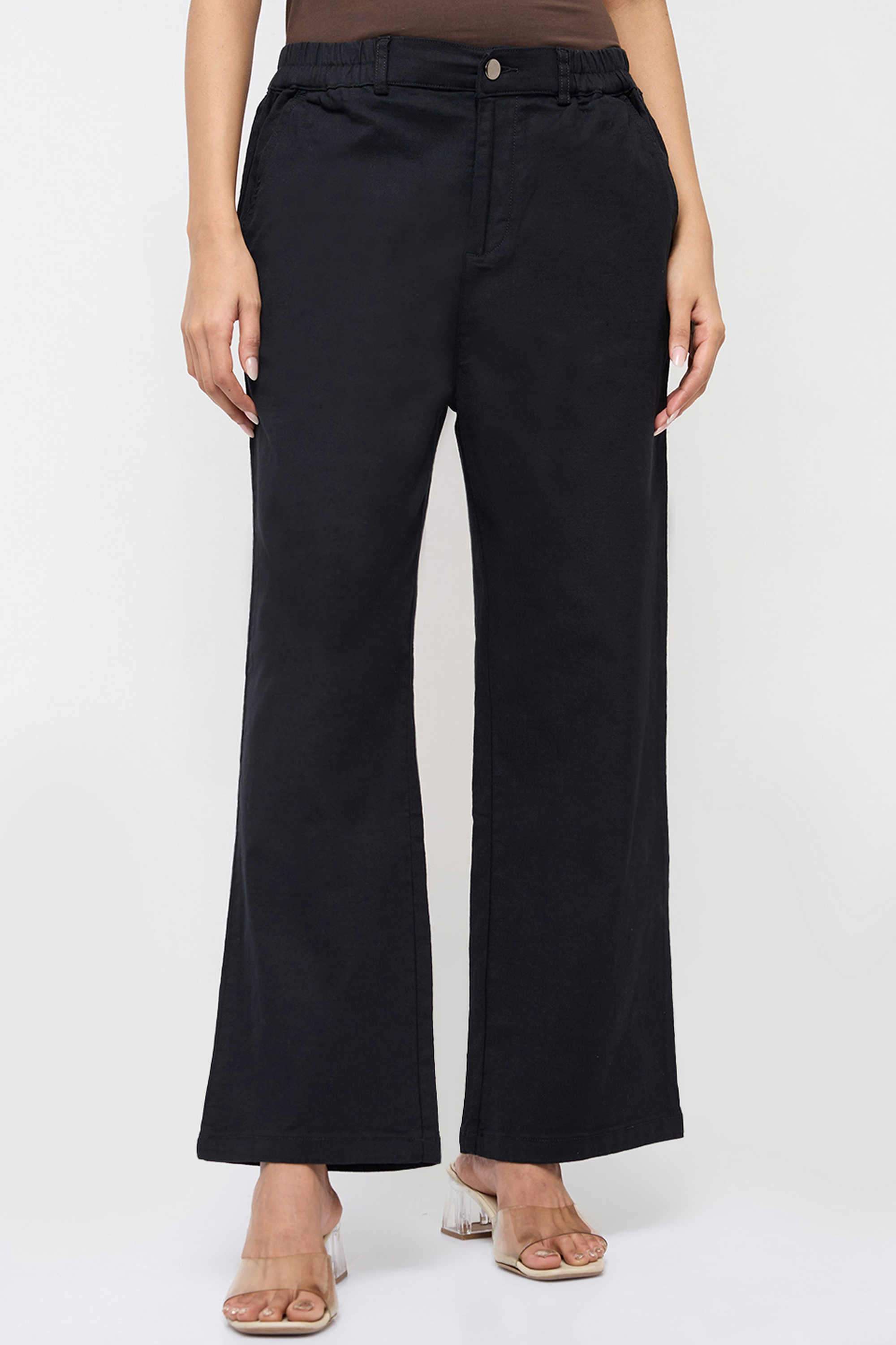 Solid-Straight-Fit-Cotton-Women-Casual-Wear-Trousers