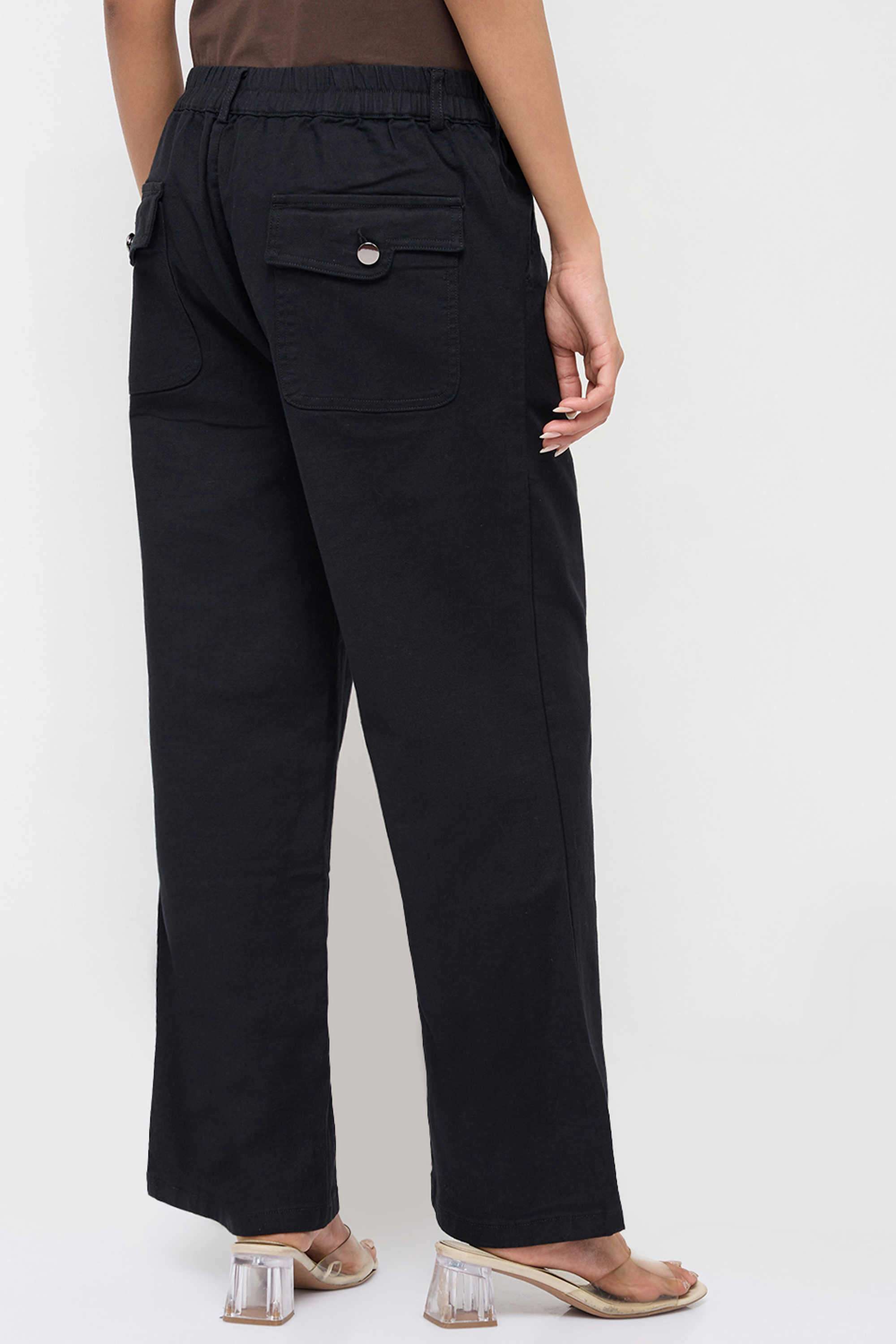 Solid-Straight-Fit-Cotton-Women-Casual-Wear-Trousers