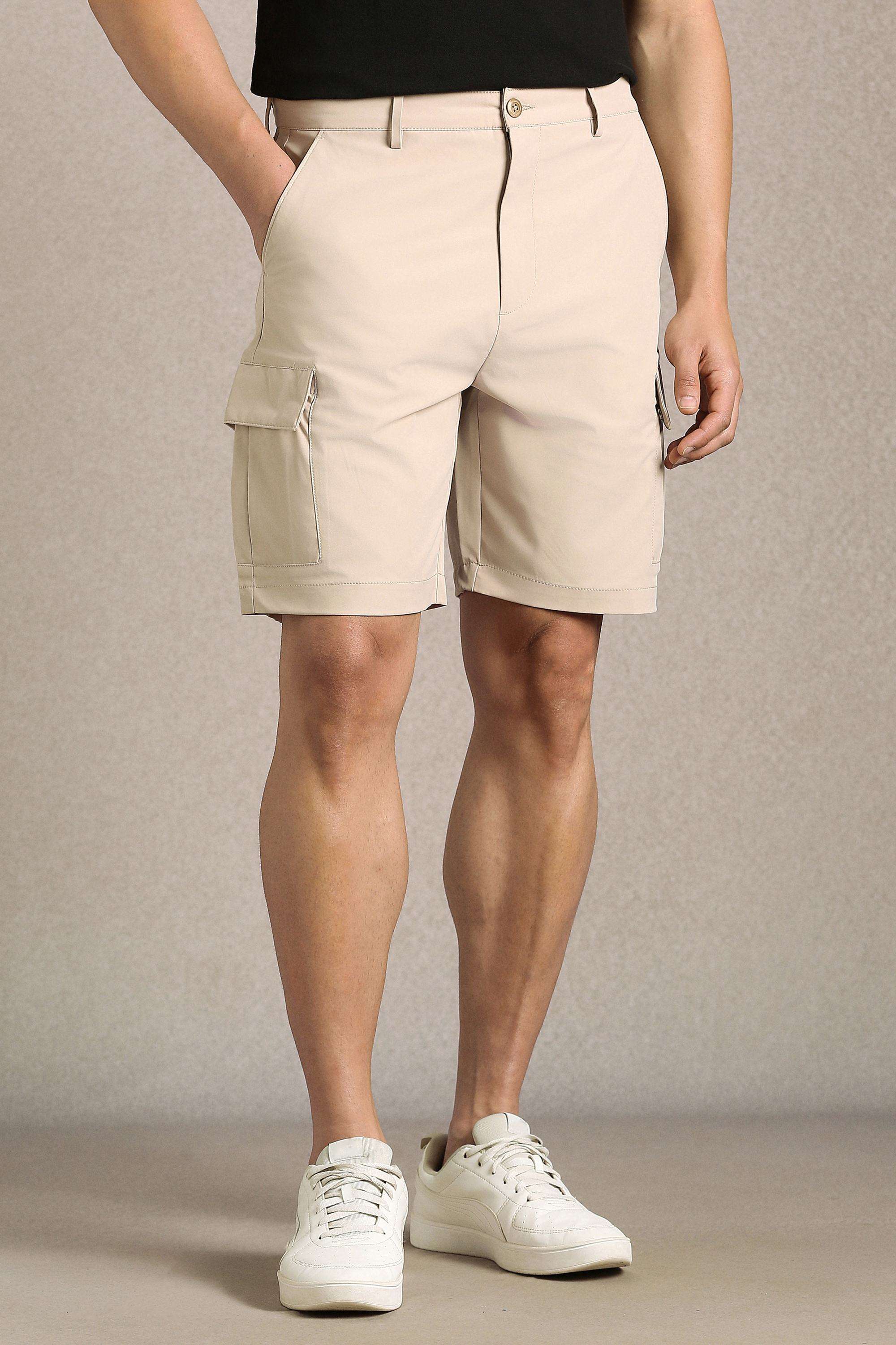 Solid-Polyester-Regular-Fit-Men-s-Shorts