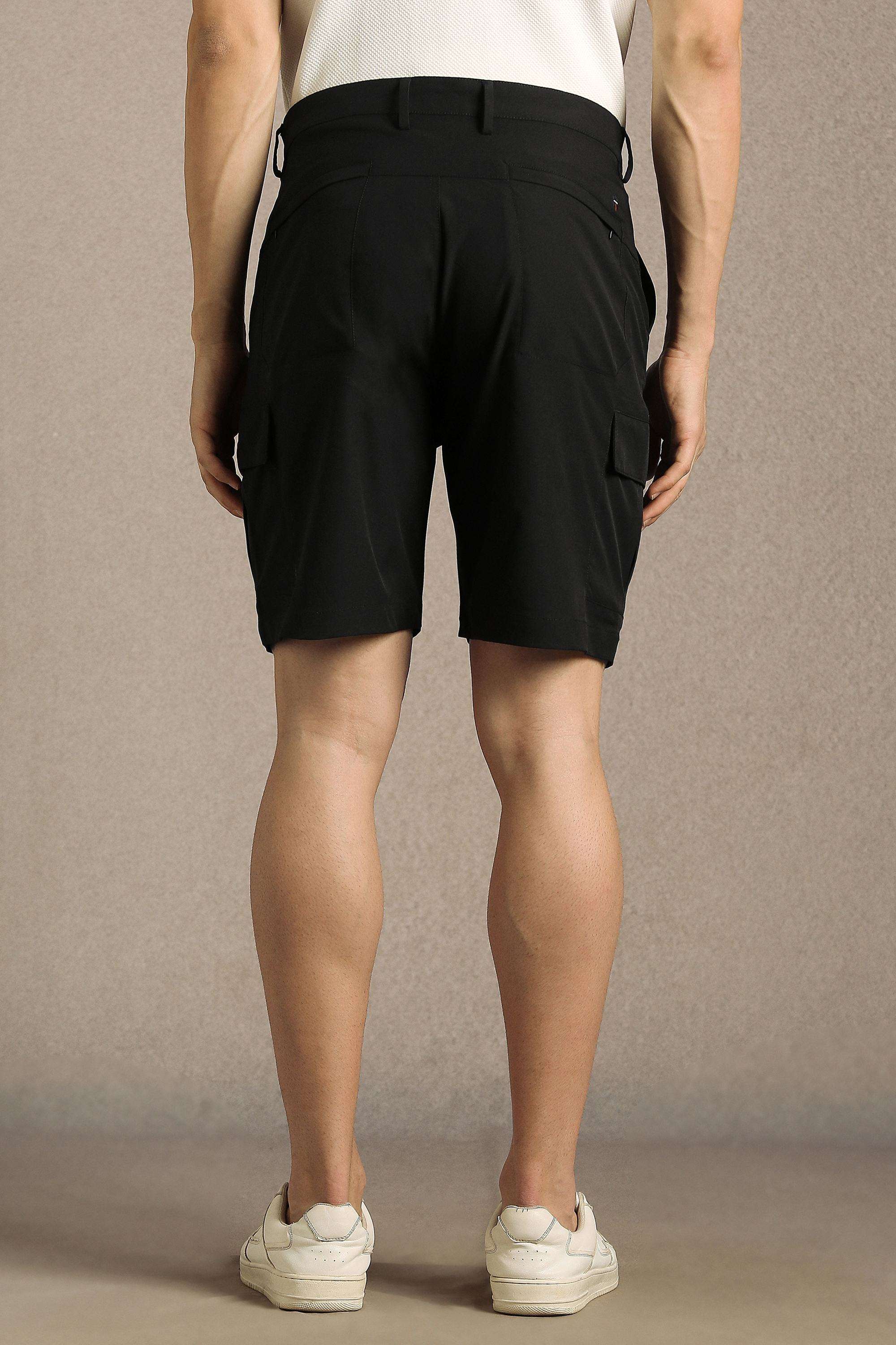 Solid-Polyester-Regular-Fit-Men-s-Shorts