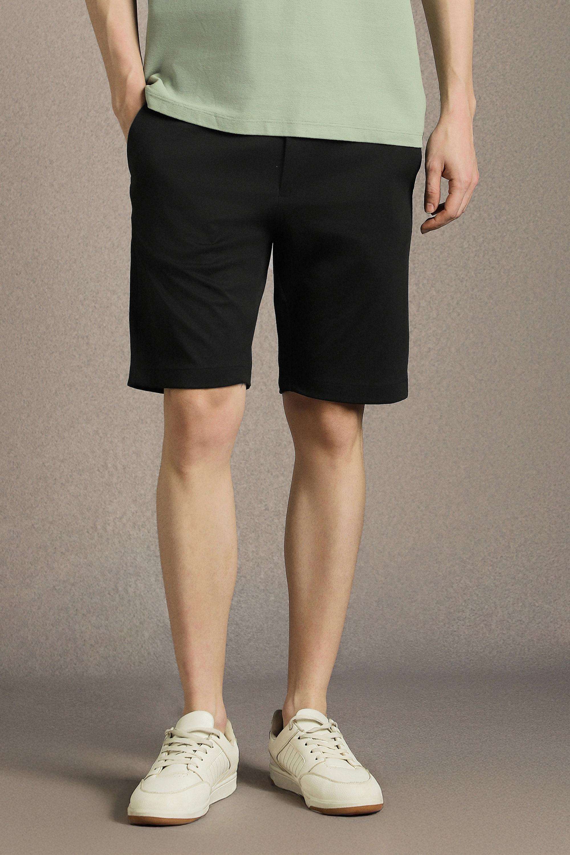 Solid-Polyester-Blend-Slim-Fit-Men-s-Shorts