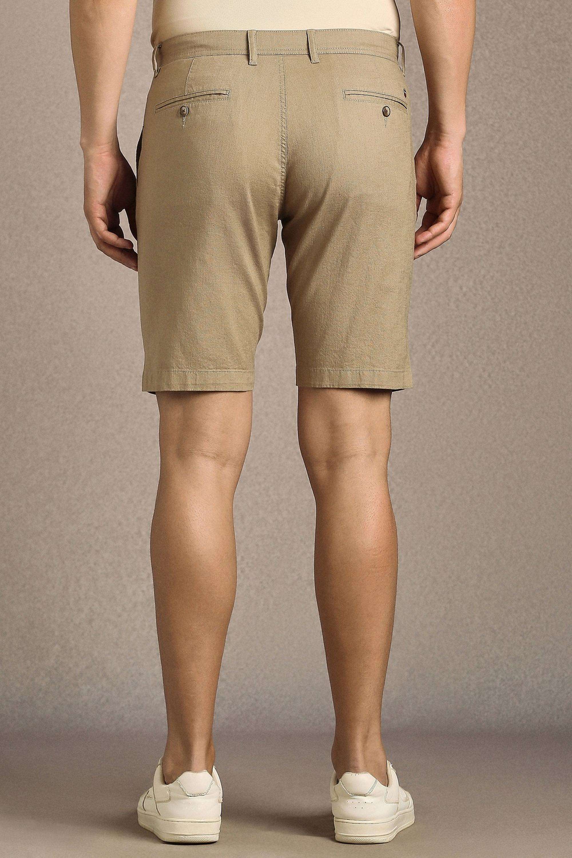 Solid-Cotton-Blend-Slim-Fit-Men-s-Shorts