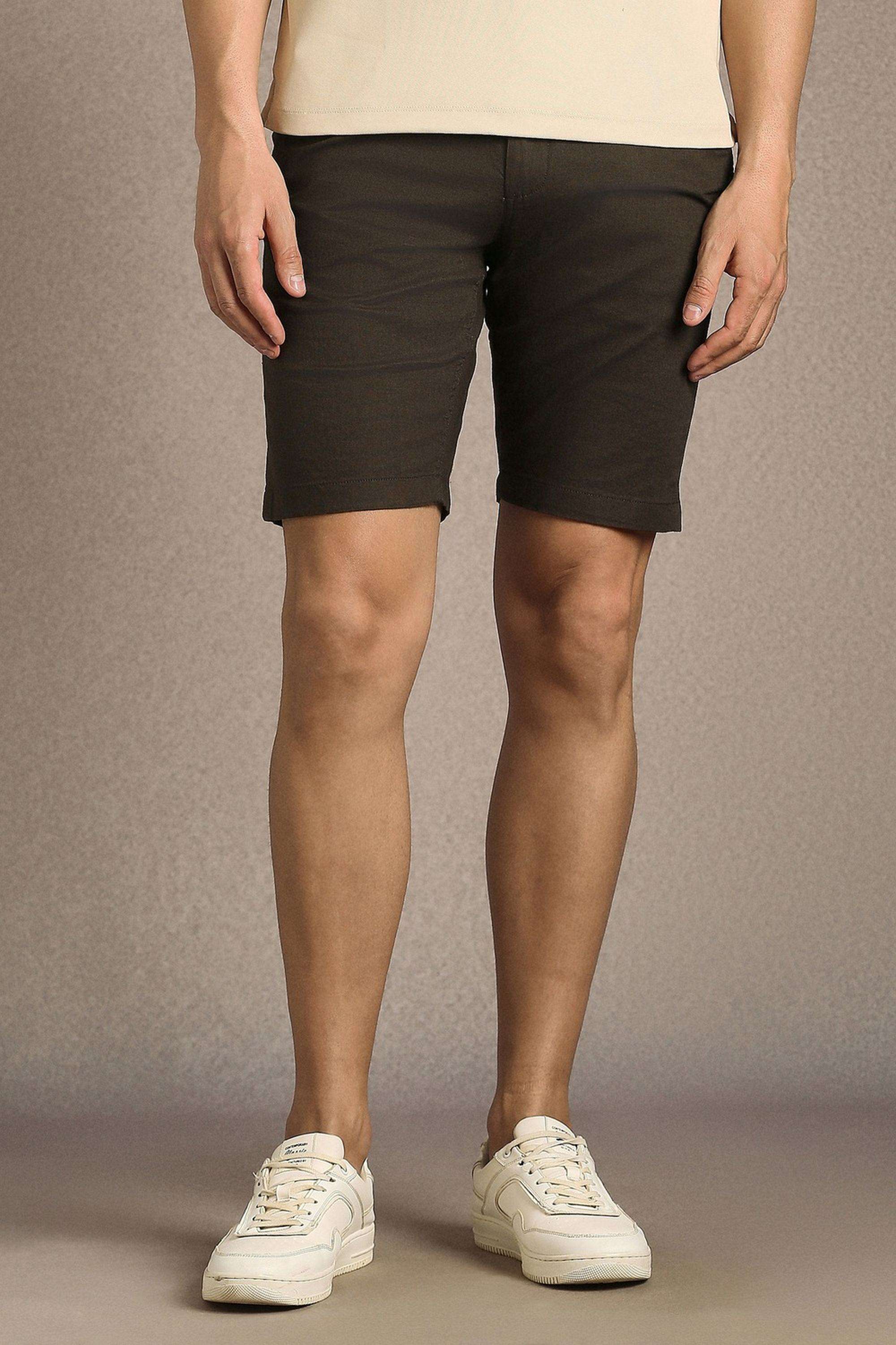 Solid-Cotton-Blend-Slim-Fit-Men-s-Shorts