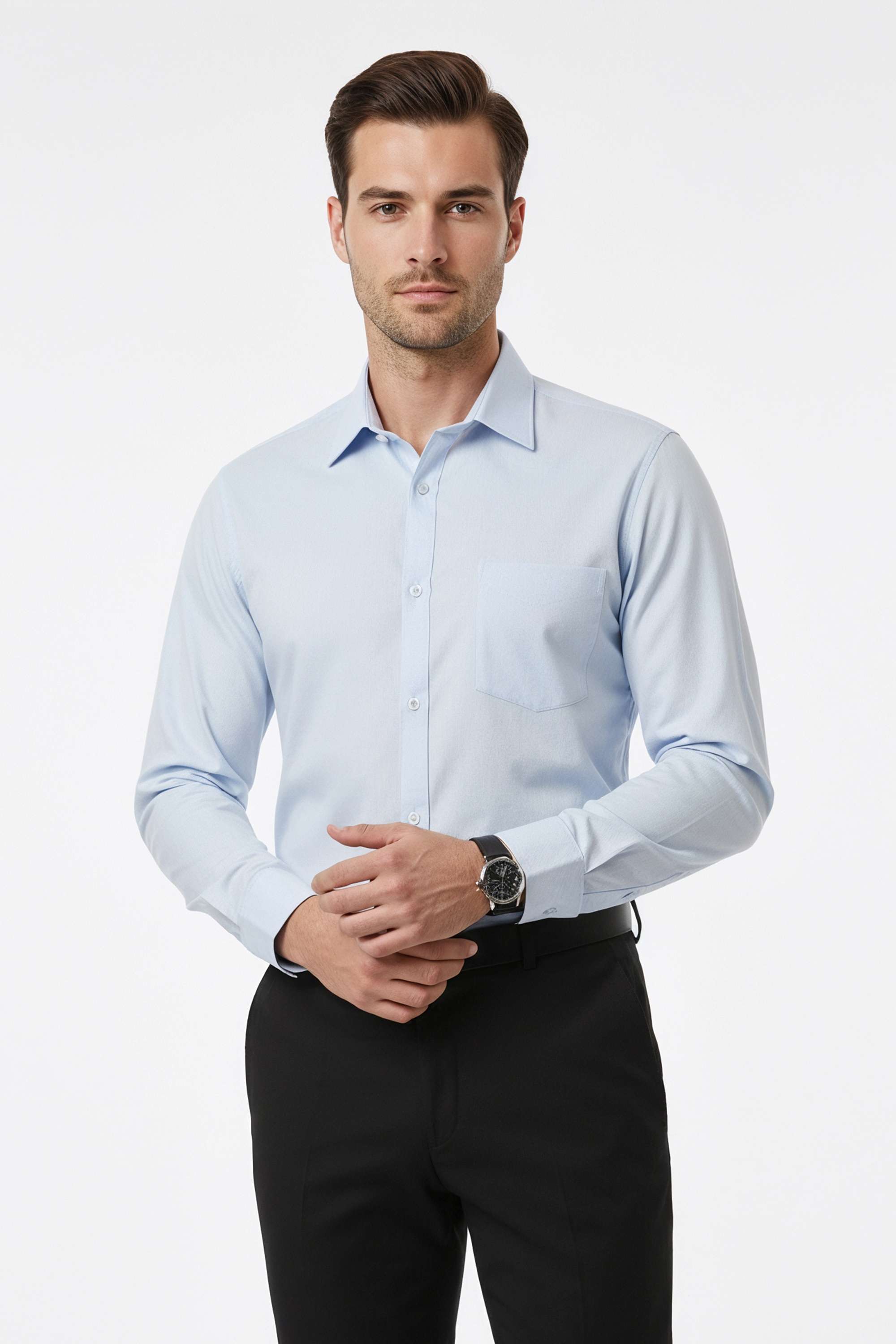 Solid-Cotton-Slim-Fit-Men-s-Formal-Wear-Shirt