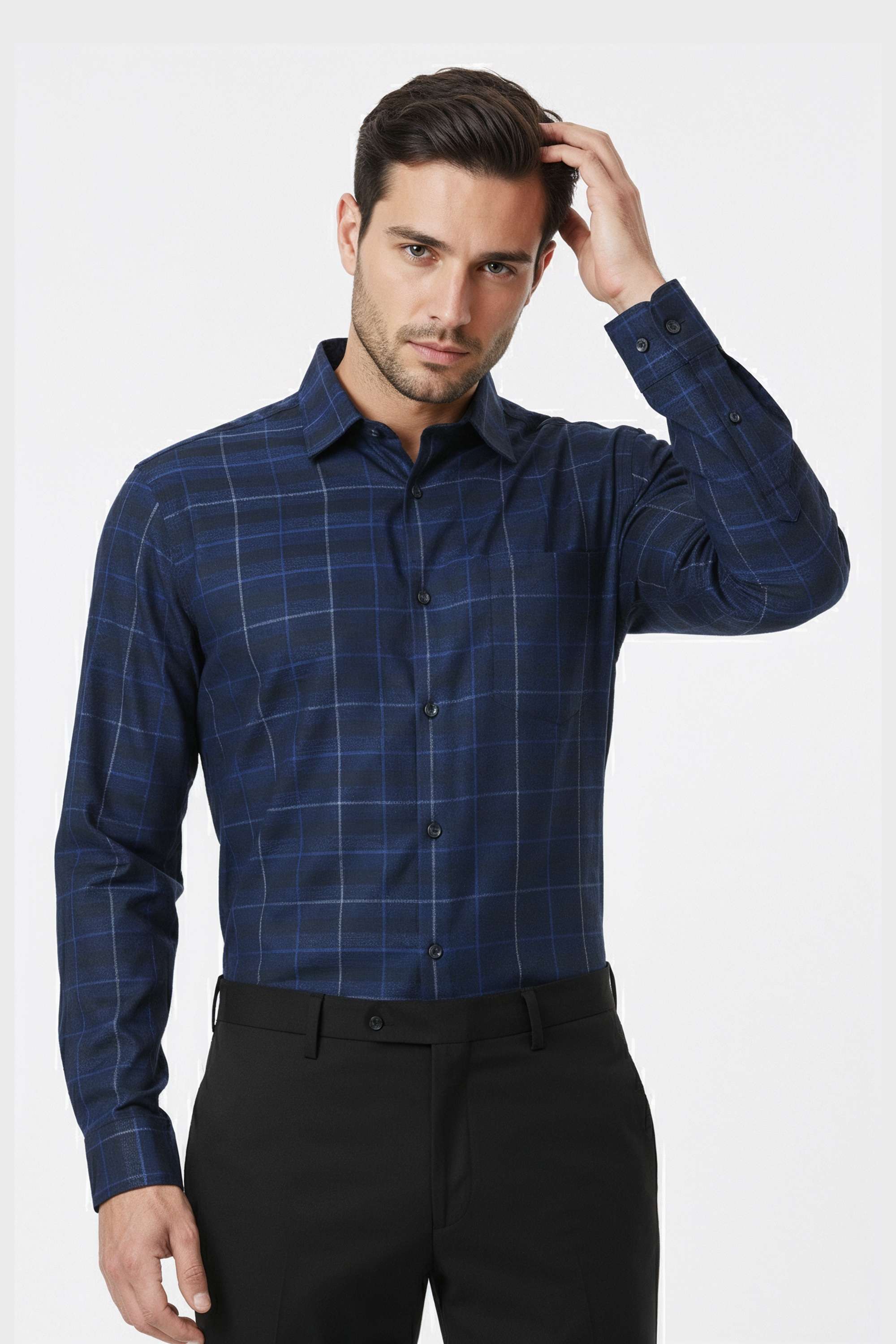 Textured-Cotton-Regular-Fit-Men-Casual-Wear-Shirt