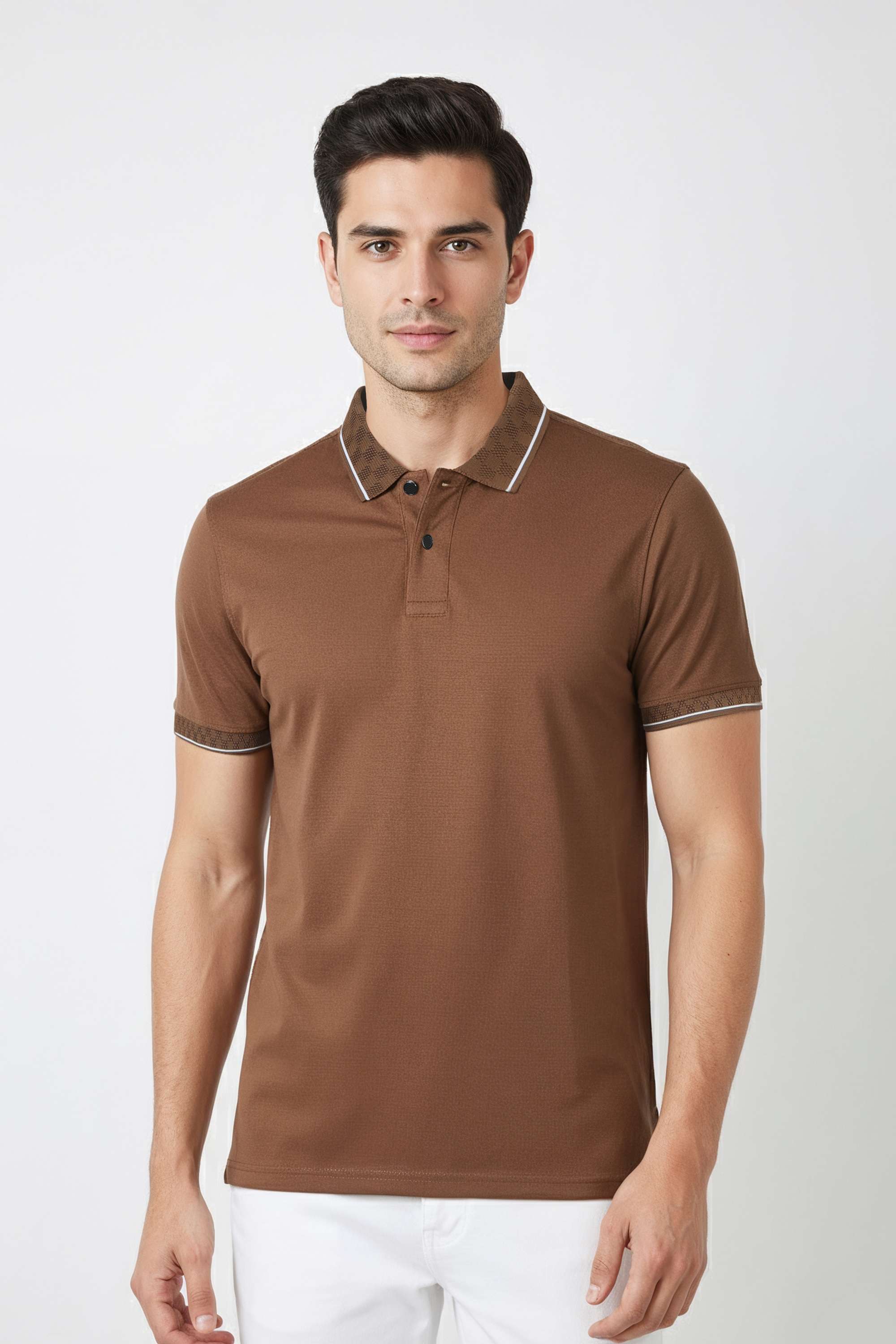 Solid-Blended-Fabric-Round-Neck-Men-s-T-Shirt