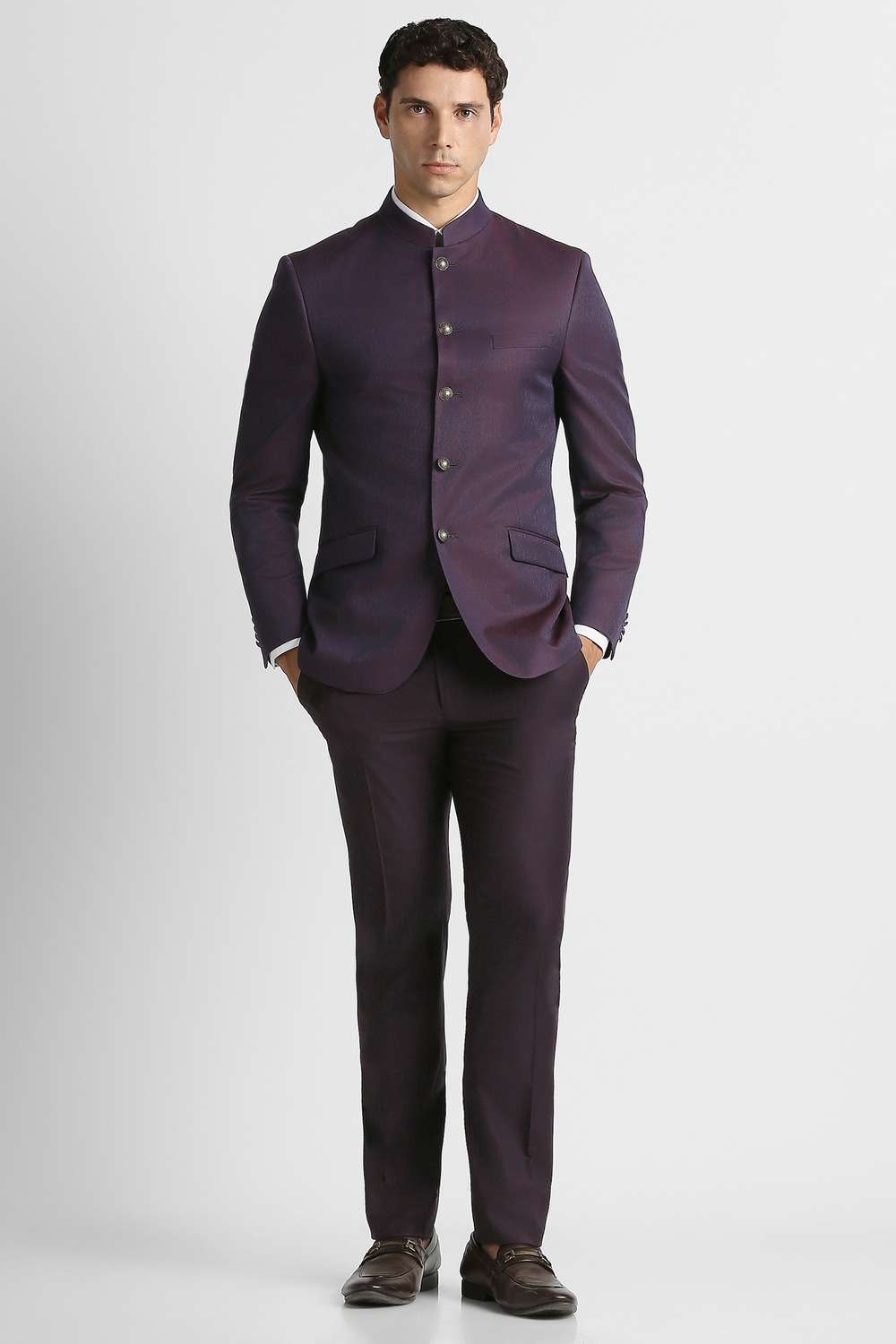 Jacquard-Polyester-Viscose-Slim-Fit-Men-s-Formal-Wear-Suit