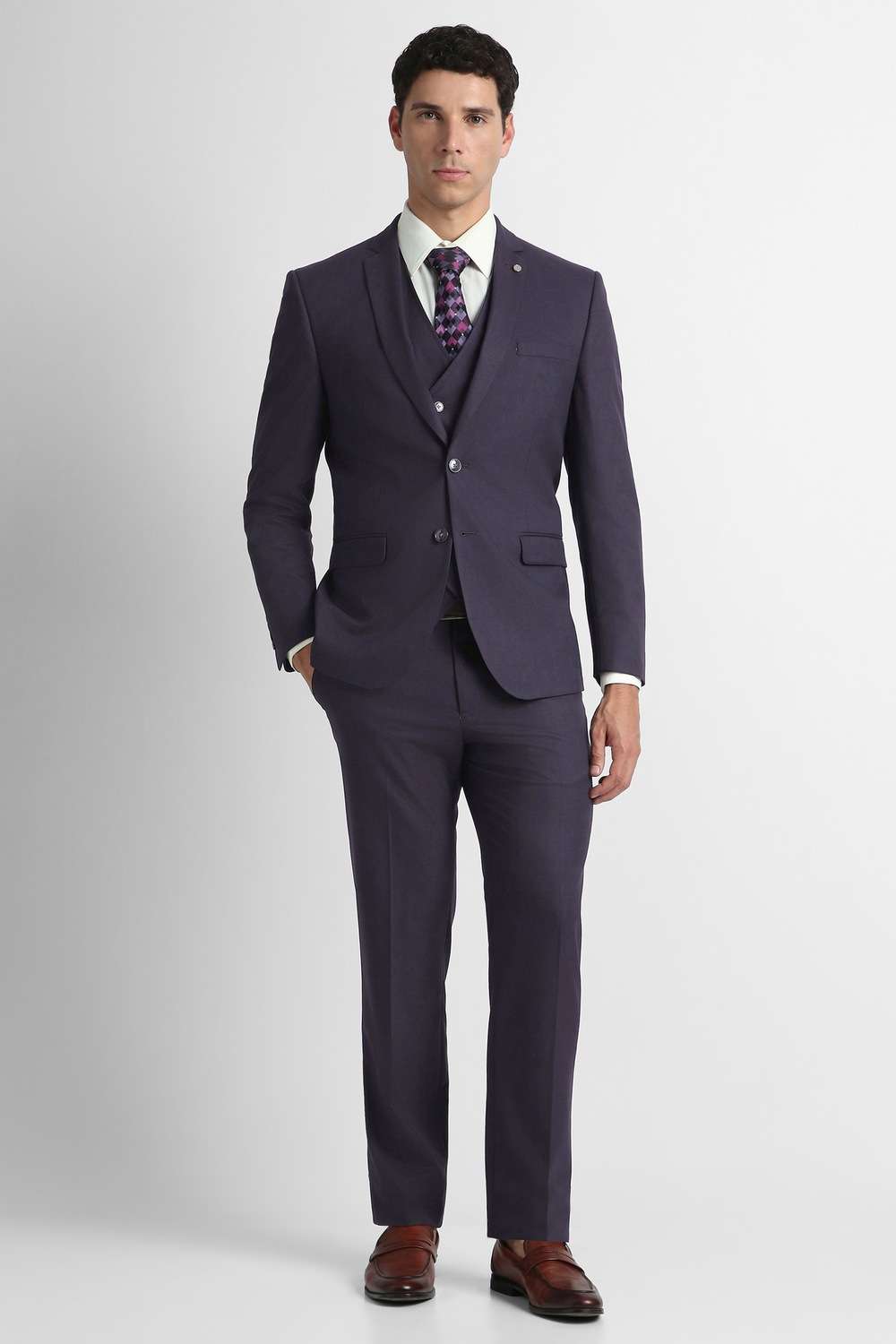 Checks-Polyester-Viscose-Slim-Fit-Men-s-Formal-Wear-Suit