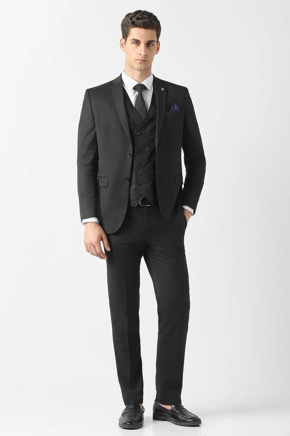 Stripes-Polyester-Viscose-Slim-Fit-Men-s-Formal-Wear-Suit