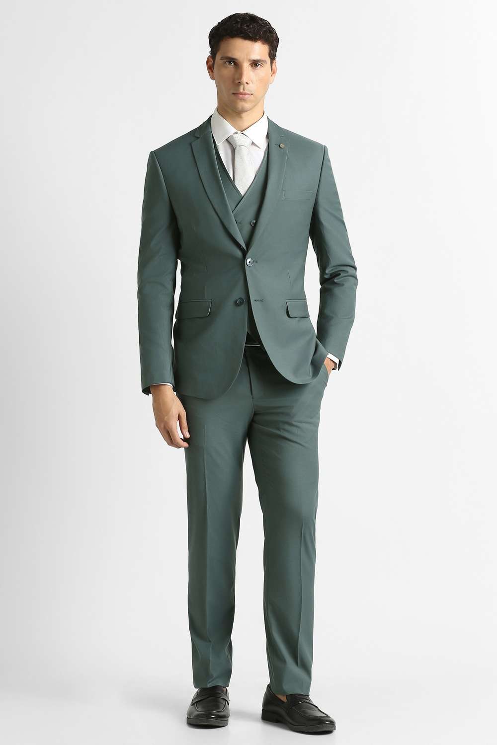 Solid-Polyester-Blend-Slim-Fit-Men-s-Formal-Wear-Suit