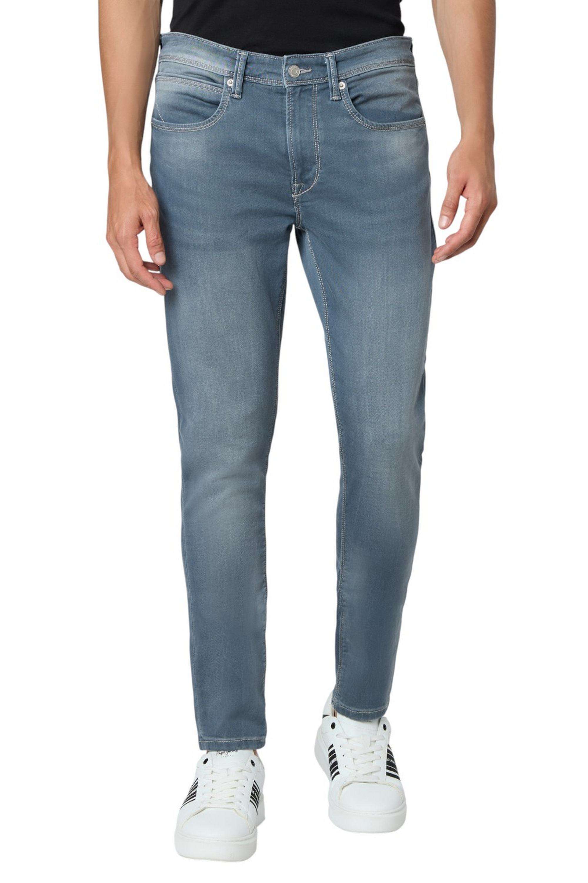 Solid-Polyester-Cotton-Slim-Fit-Men-s-Jeans