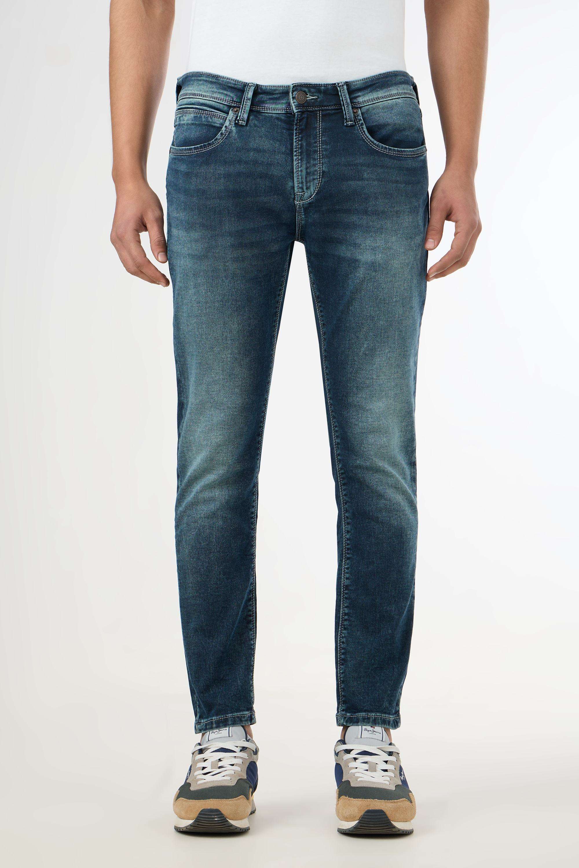 Light-Wash-Blended-Fabric-Slim-Fit-Men-s-Jeans