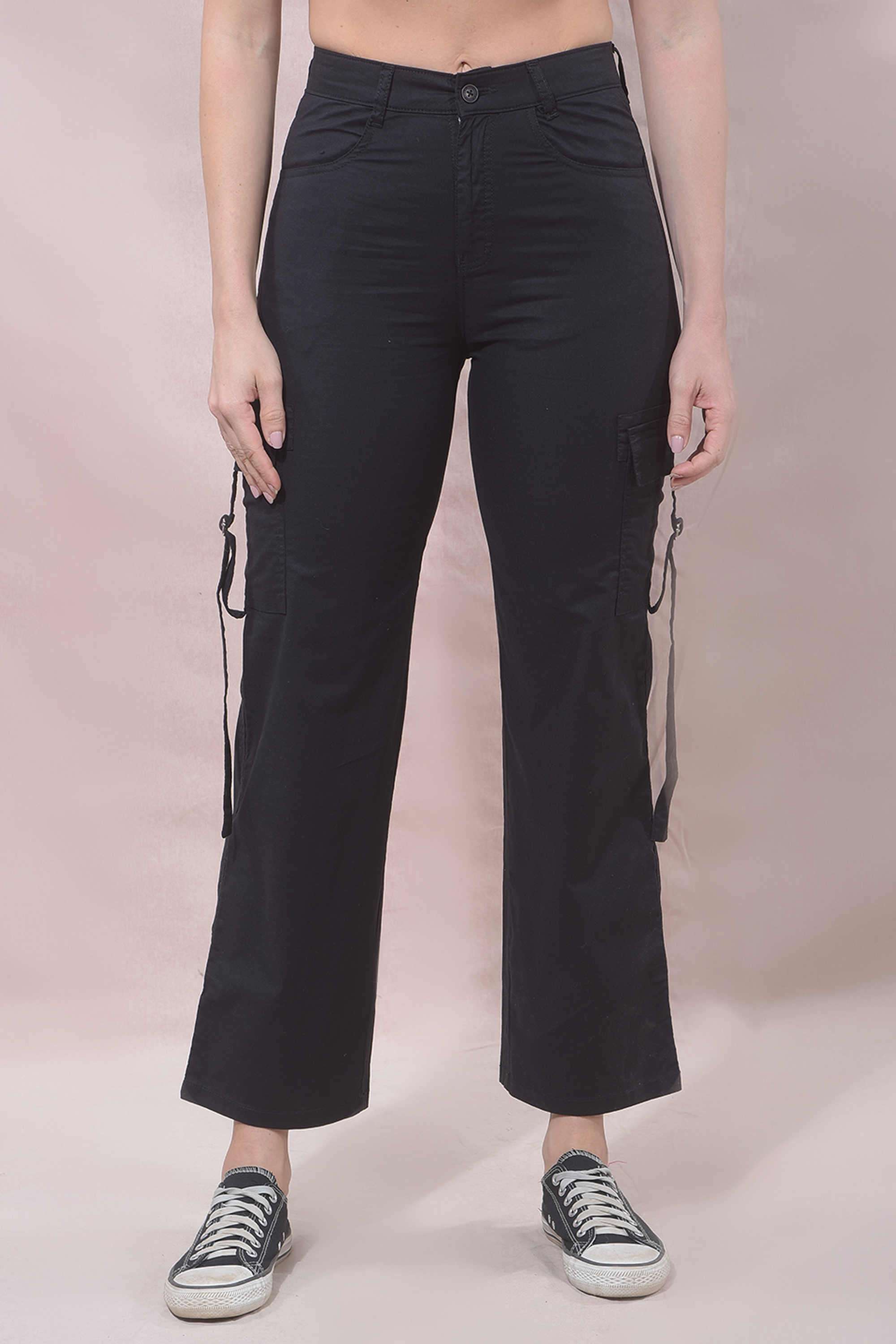 crimsoune club Solid Cotton Blend Regular Fit Women's Cargo Trousers-picture-32