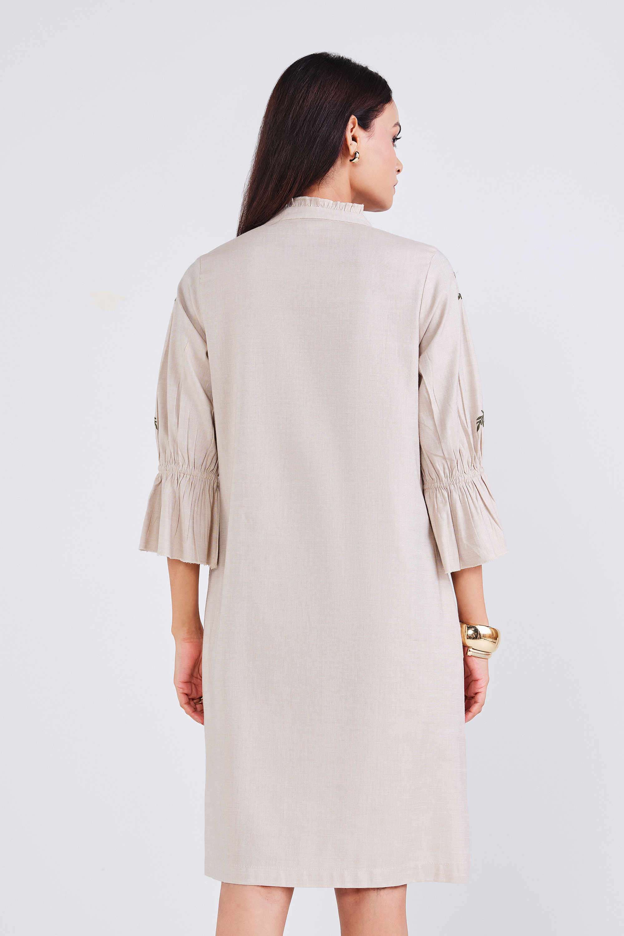 Embroidered-Cotton-V-Neck-Women-s-Dress