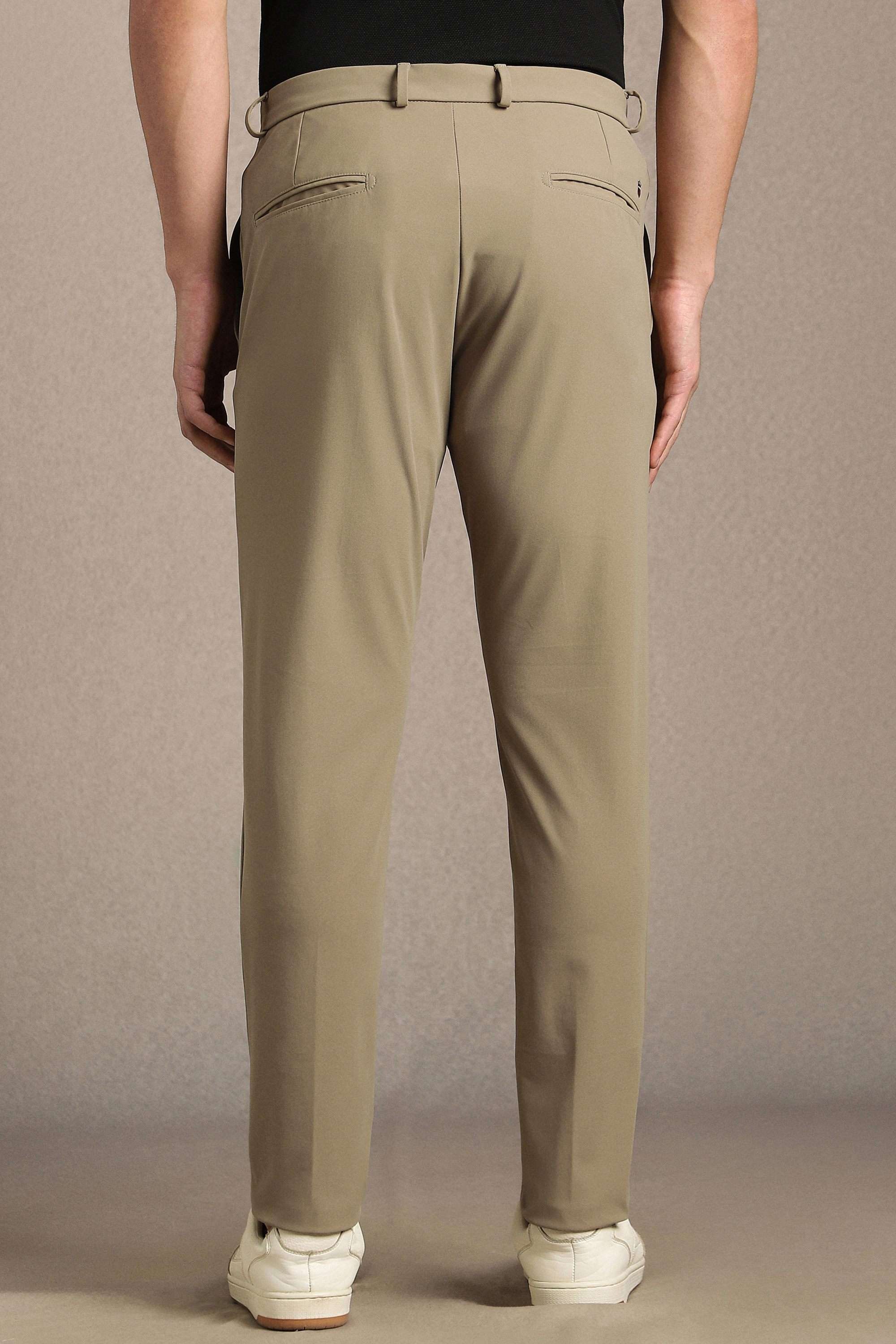 Solid-Polyester-Compression-Fit-Men-s-Casual-Trousers