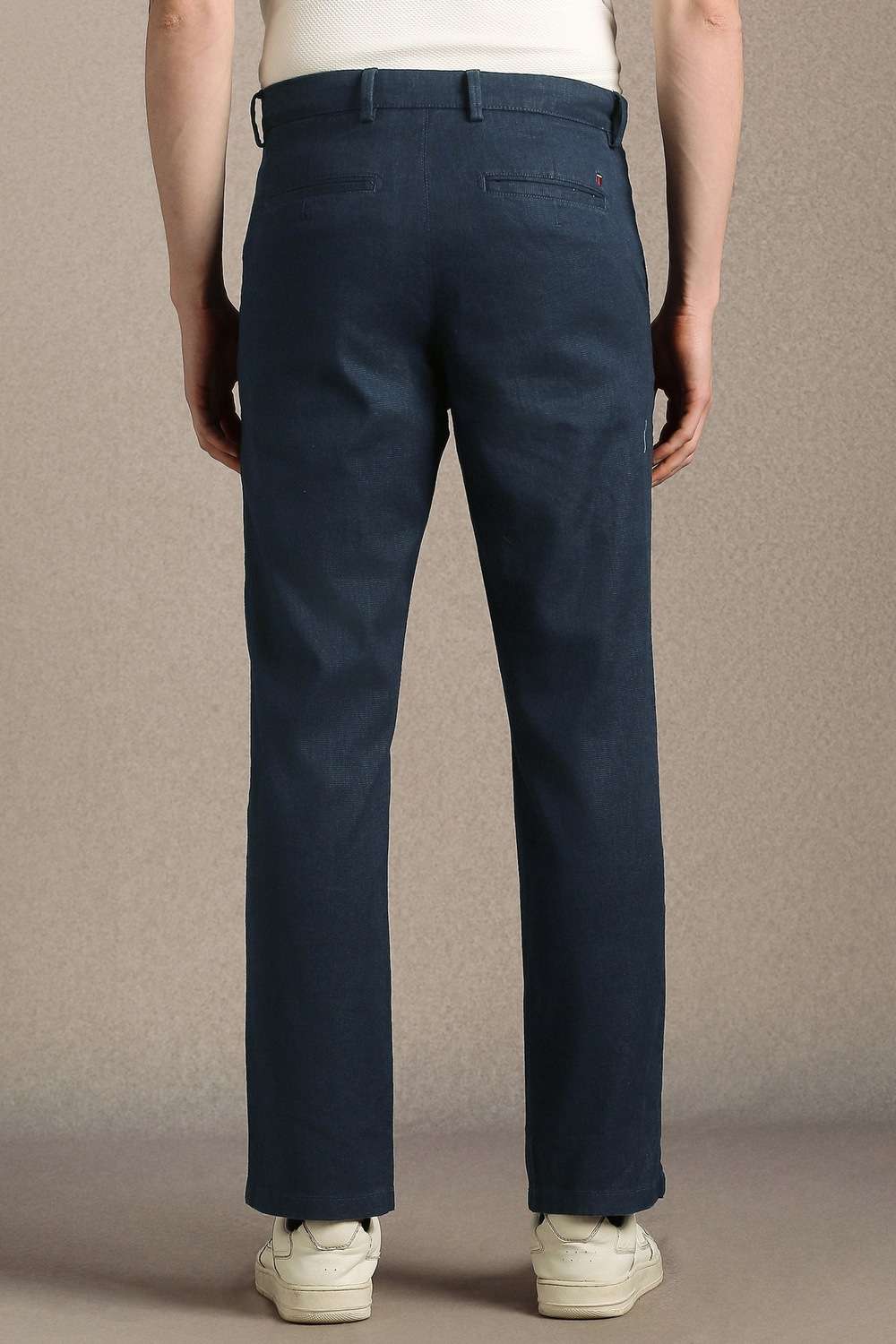 Solid-Cotton-Blend-Straight-Fit-Men-s-Trousers