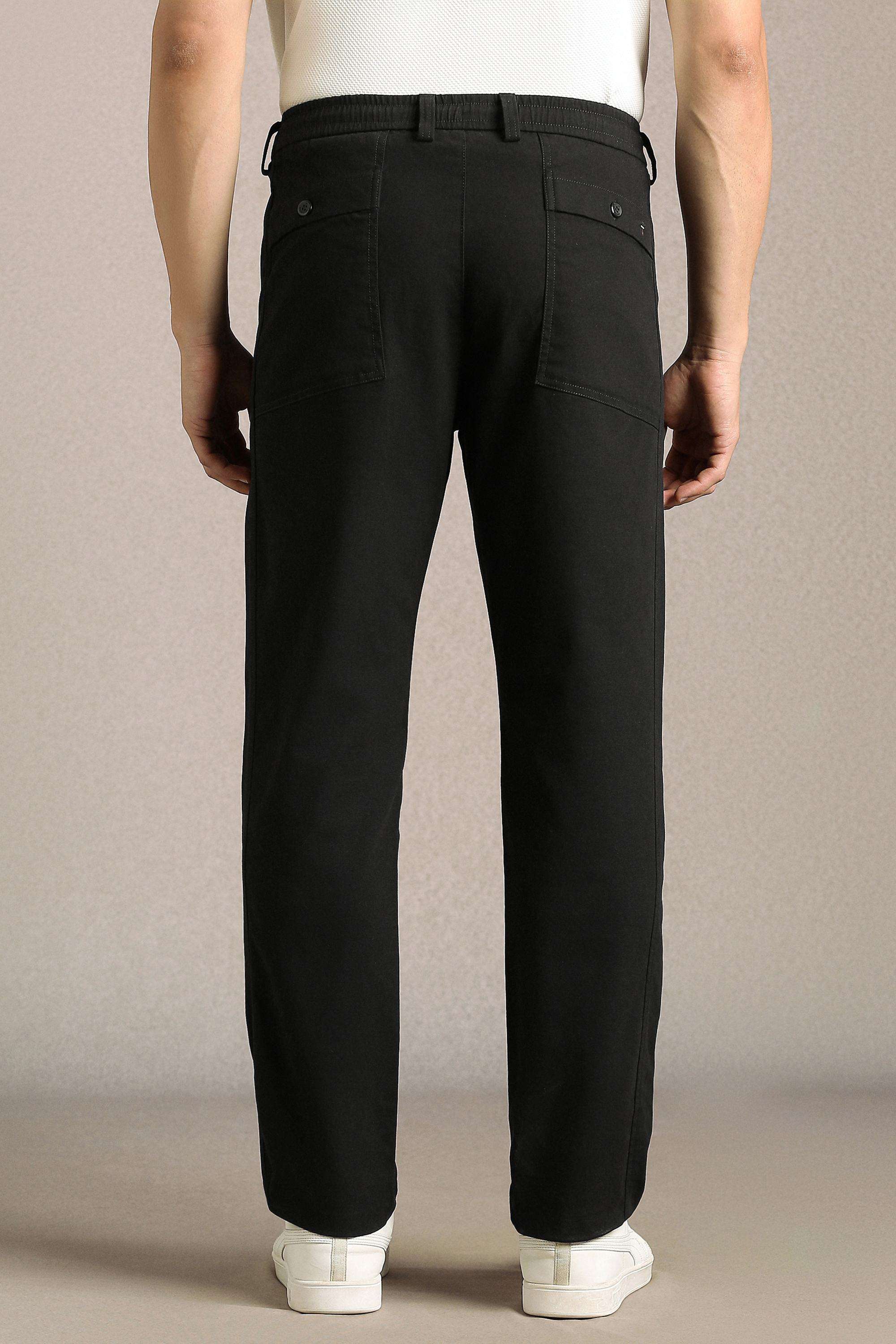 Solid-Cotton-Blend-Straight-Fit-Men-s-Casual-Trousers