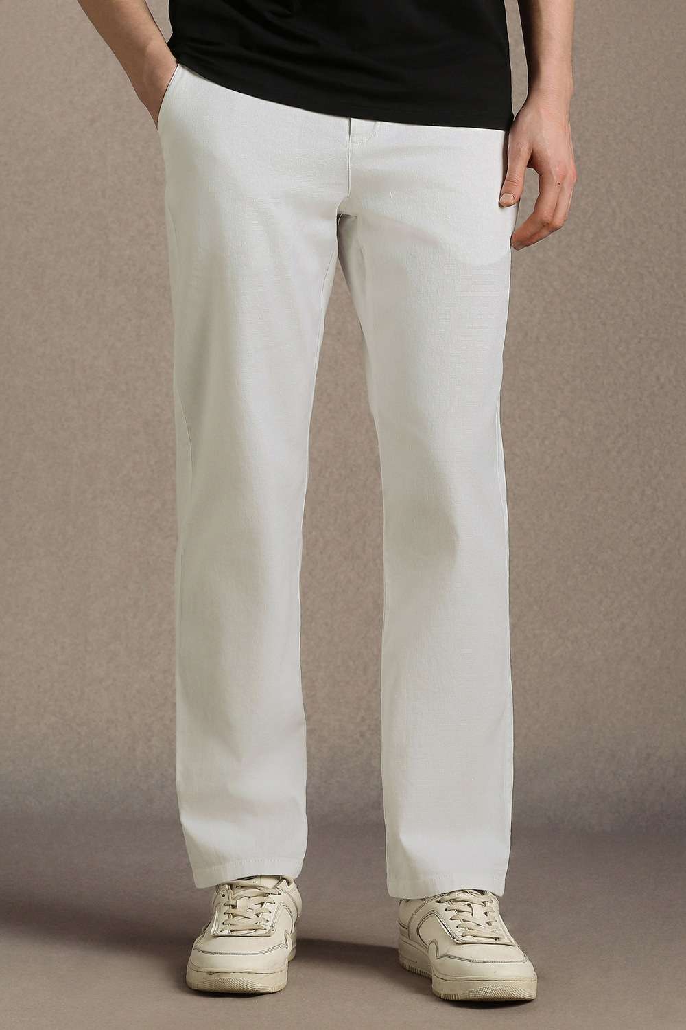 Solid-Cotton-Blend-Straight-Fit-Men-s-Trousers