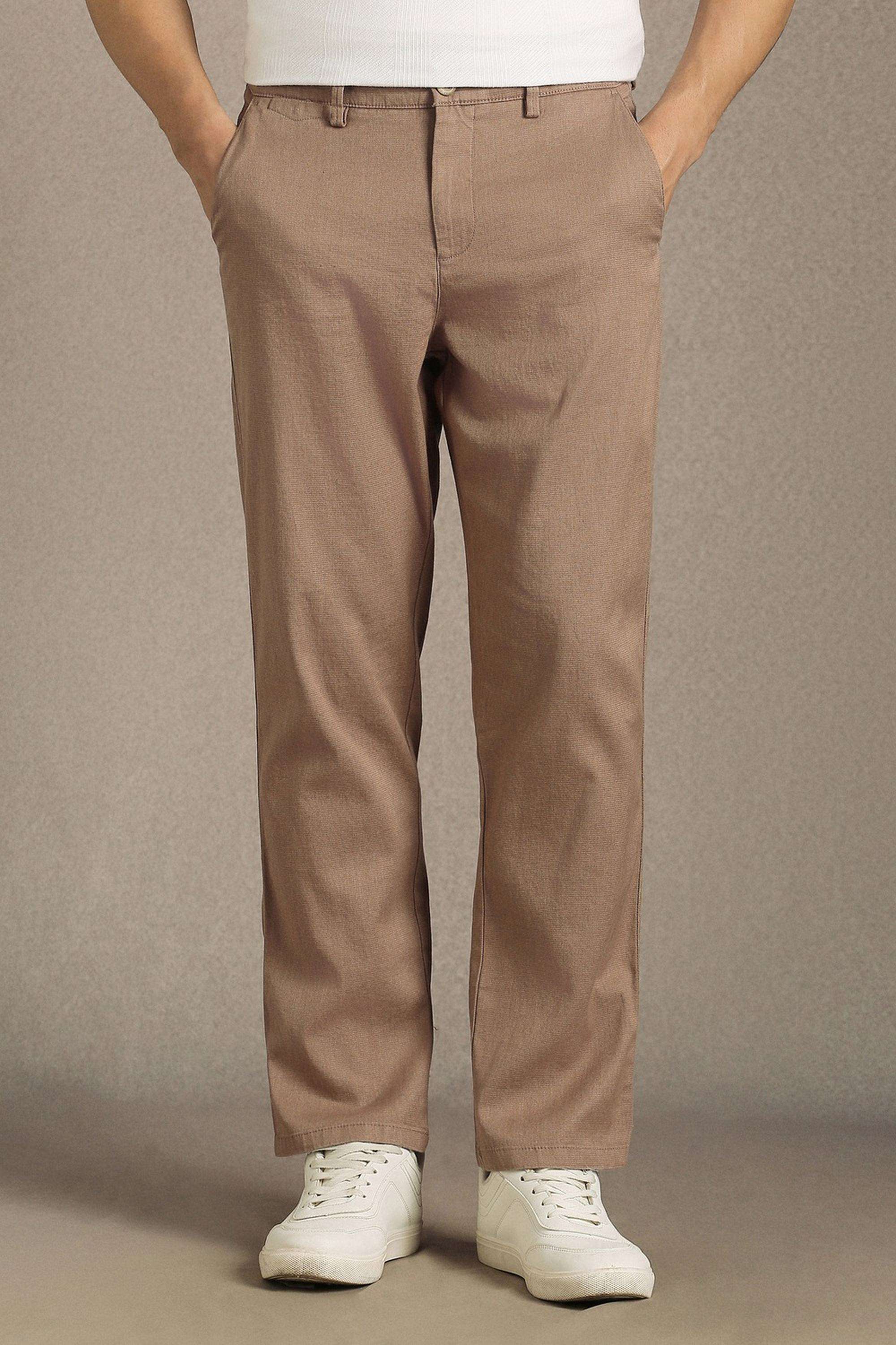 Solid-Cotton-Blend-Straight-Fit-Men-s-Trousers
