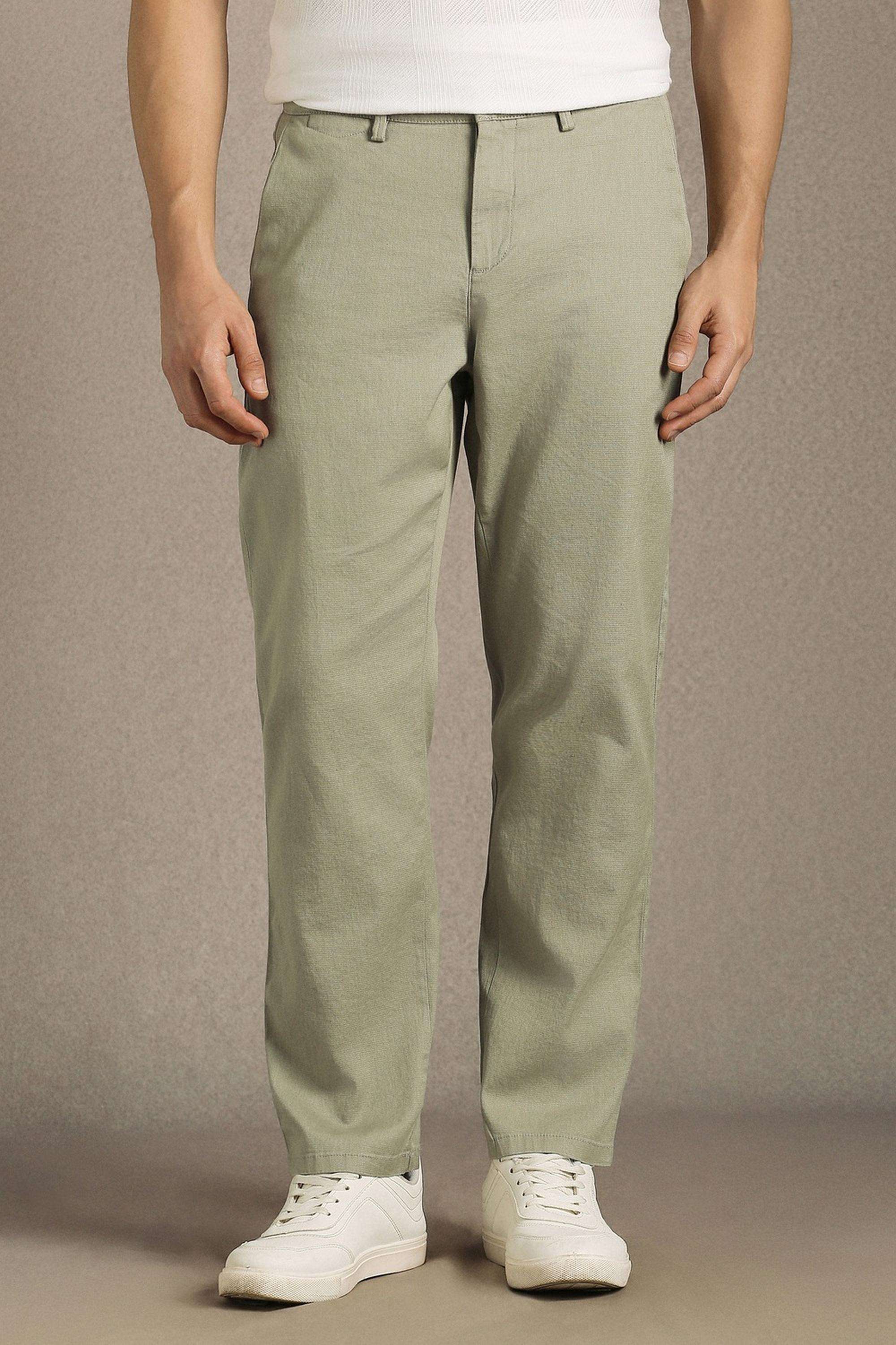 Solid-Cotton-Blend-Straight-Fit-Men-s-Trousers