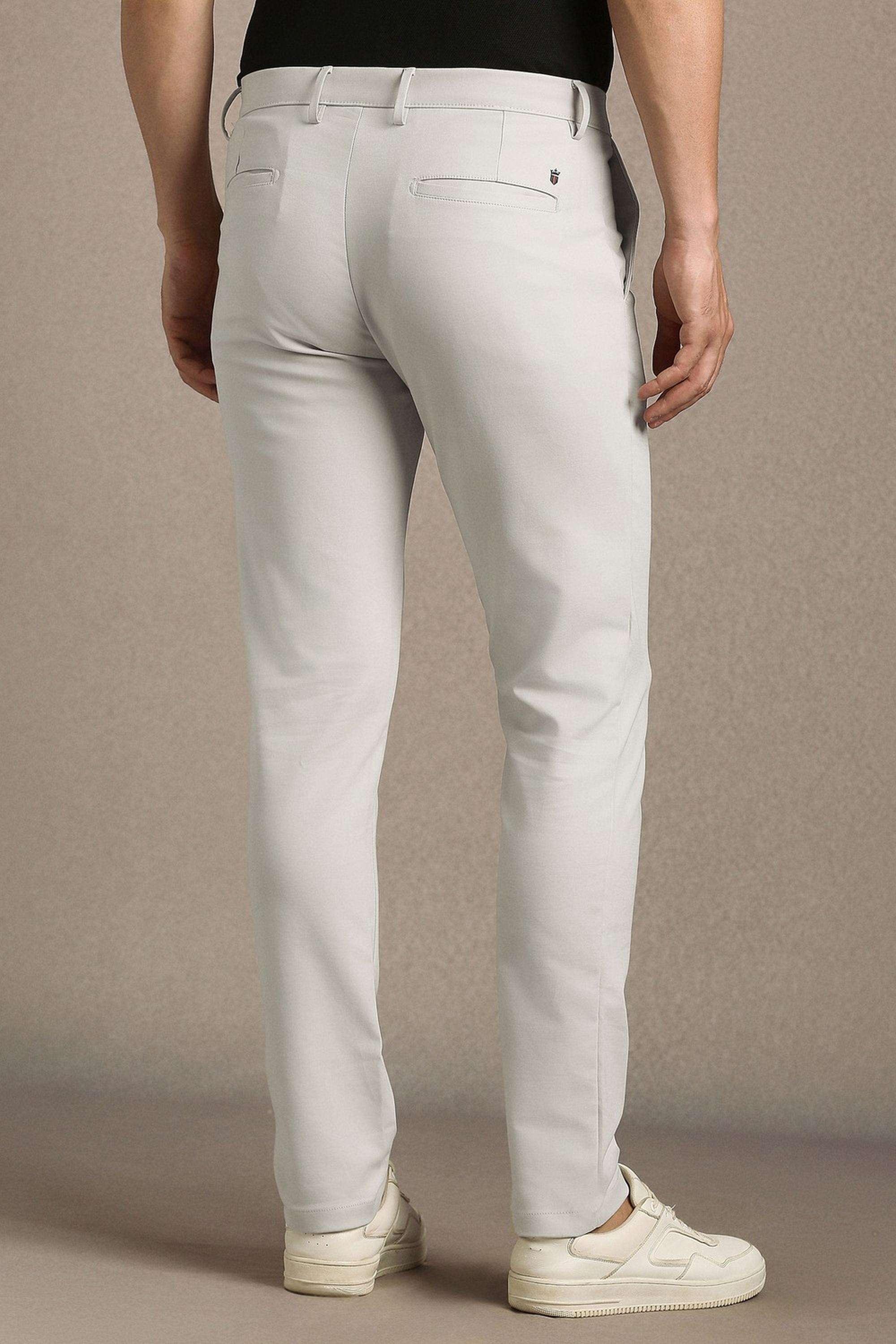 Solid-Cotton-Blend-Tapered-Fit-Men-s-Casual-Trousers