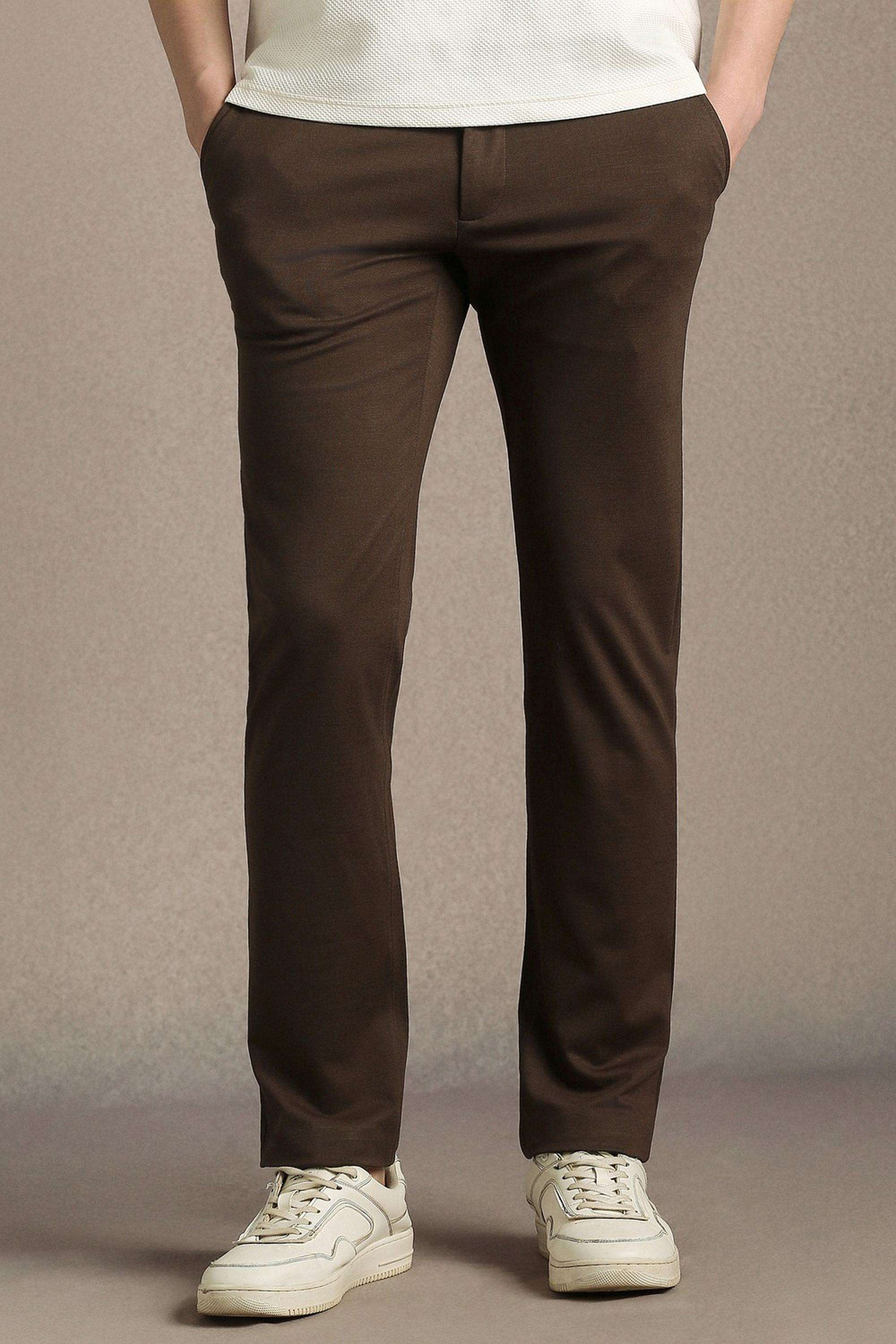 Solid-Rayon-Blend-Tapered-Fit-Men-s-Trousers