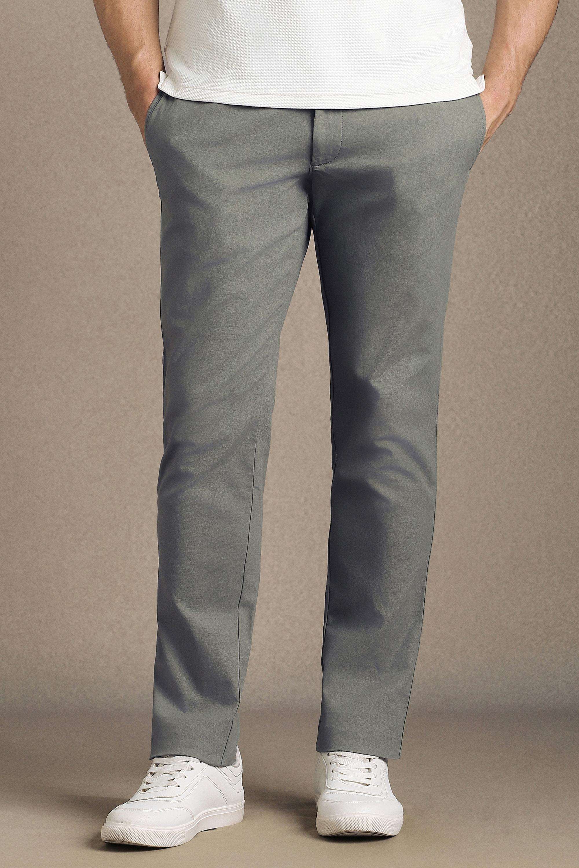 Solid-Cotton-Blend-Tapered-Fit-Men-s-Casual-Wear-Trousers
