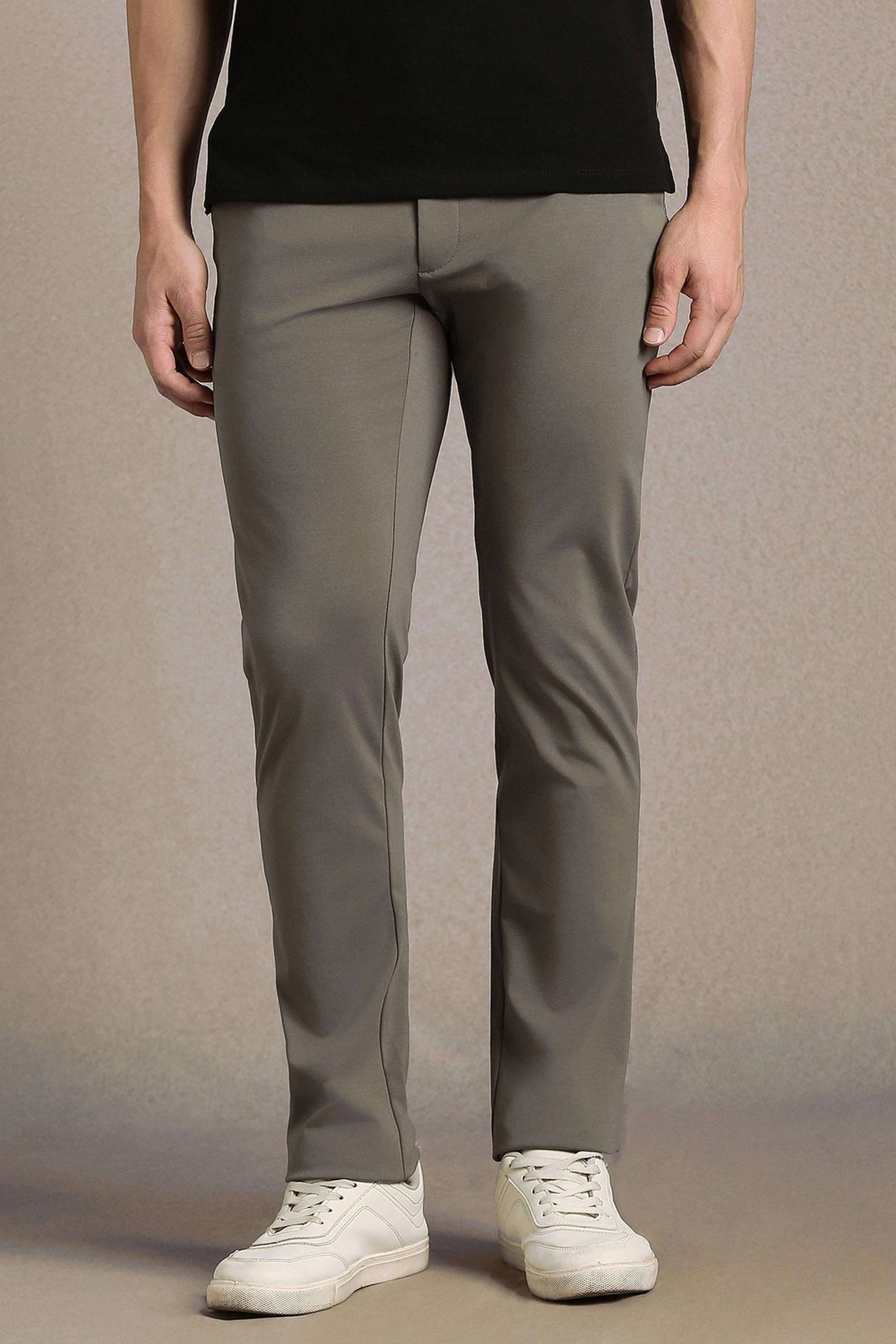 Solid-Blended-Fabric-Tapered-Fit-Men-s-Casual-Trousers