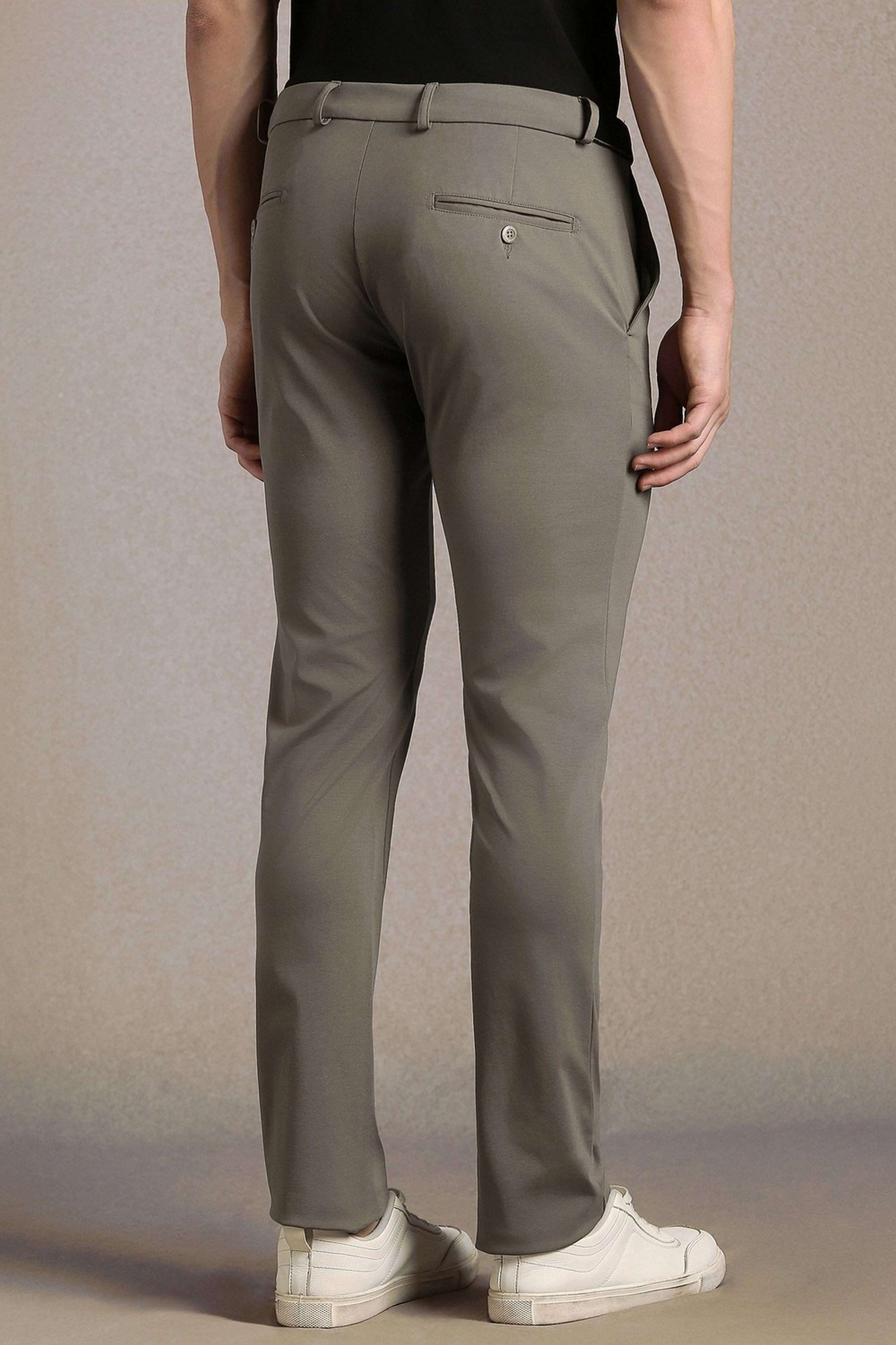 Solid-Blended-Fabric-Tapered-Fit-Men-s-Casual-Trousers