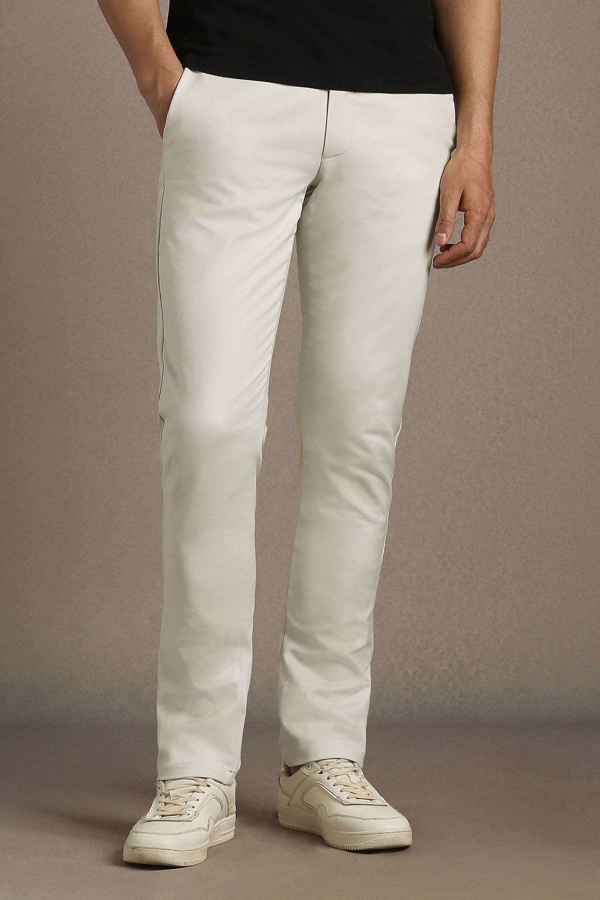 Solid-Cotton-Blend-Tapered-Fit-Men-s-Casual-Trousers