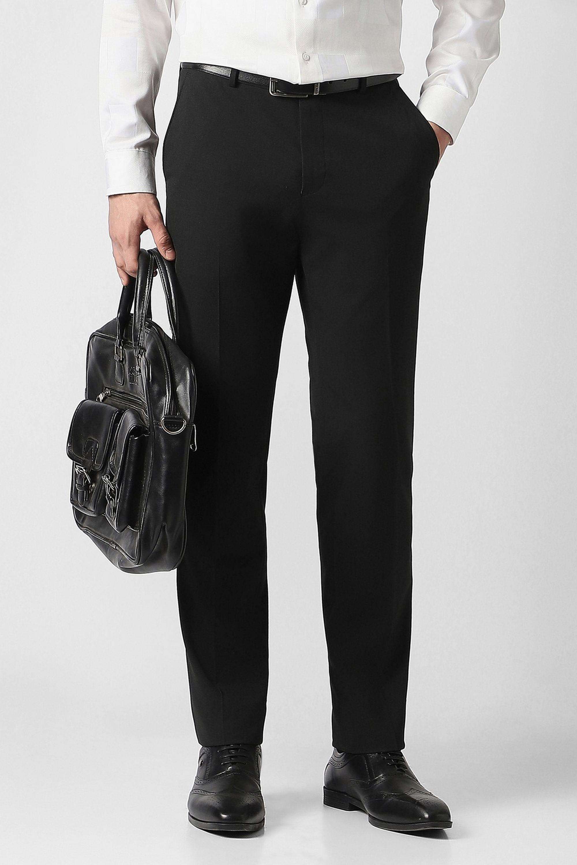 Solid-Blended-Fabric-Slim-Fit-Men-s-Formal-Wear-Trousers