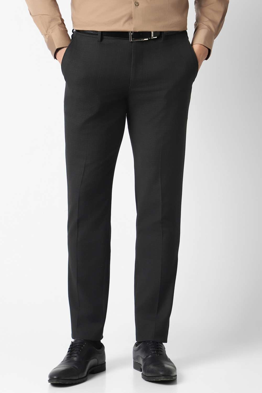 Checks-Blended-Fabric-Slim-Fit-Men-s-Formal-Wear-Trousers