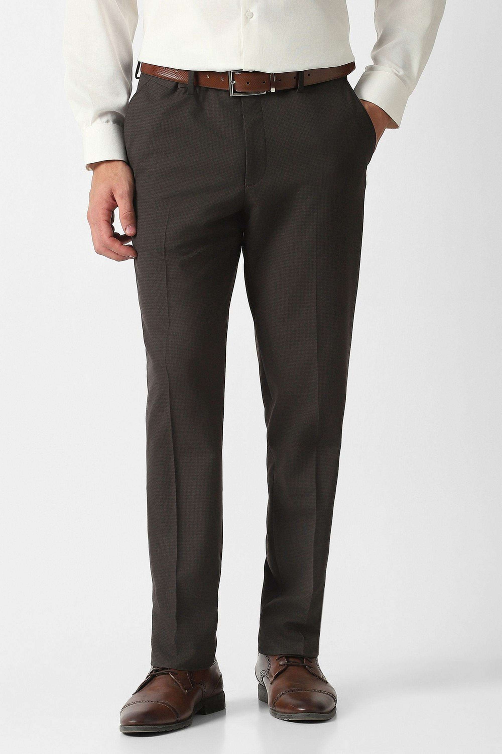 Checks-Polyester-Viscose-Slim-Fit-Men-s-Formal-Trousers