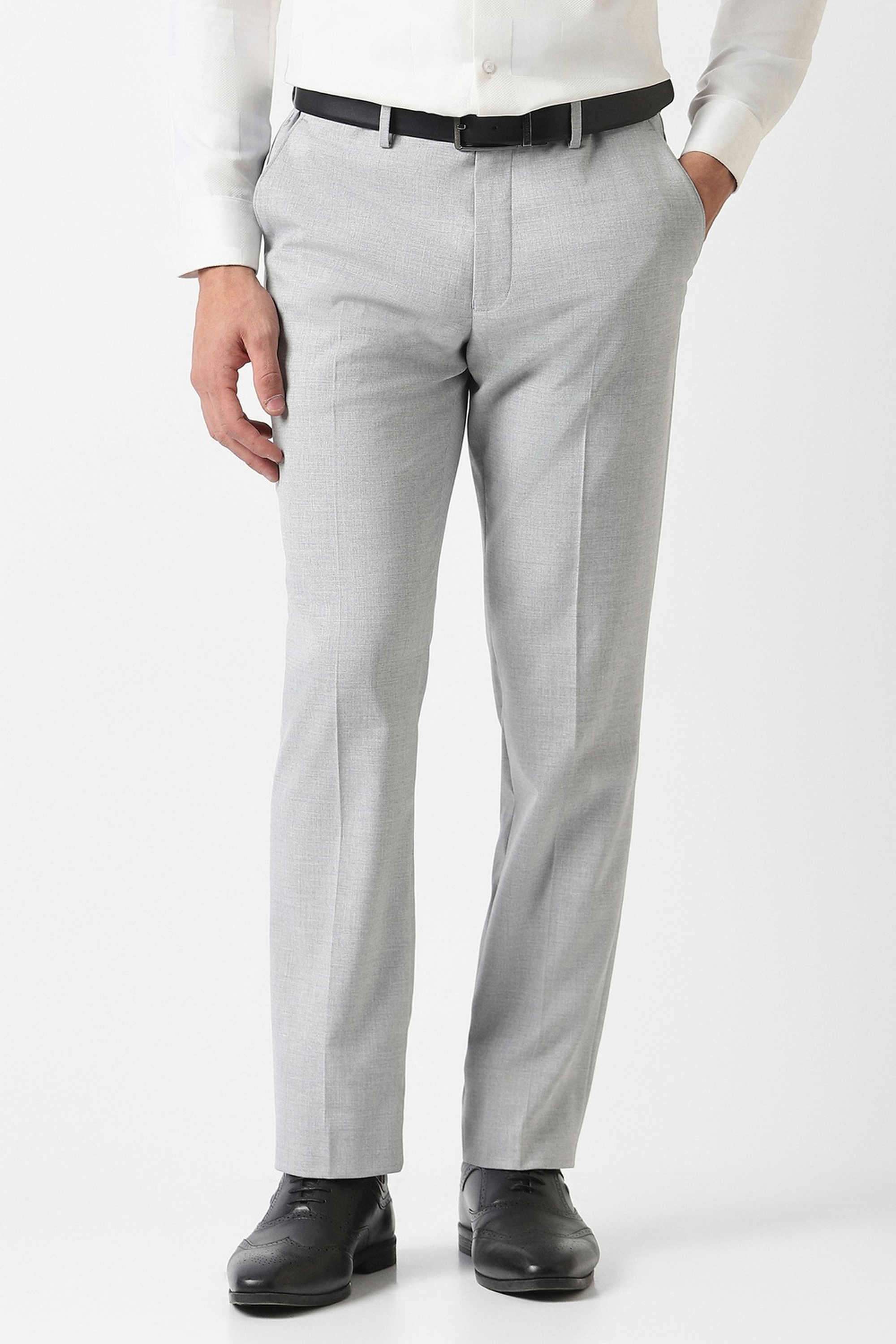 Solid-Polyester-Viscose-Slim-Fit-Men-s-Trousers