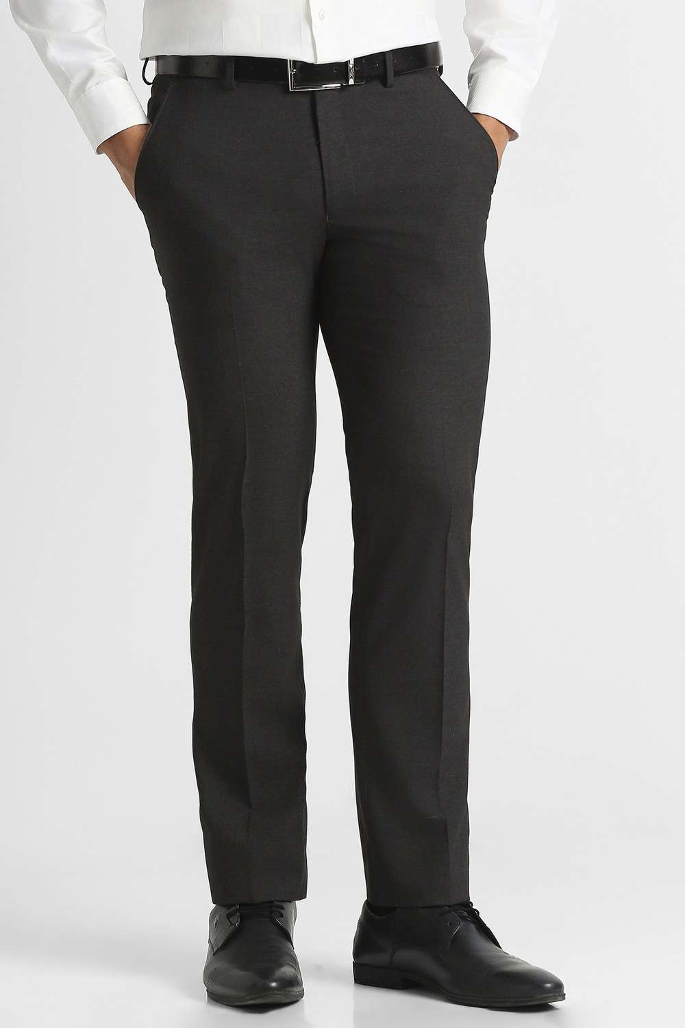 Solid-Polyester-Viscose-Slim-Fit-Men-s-Trousers