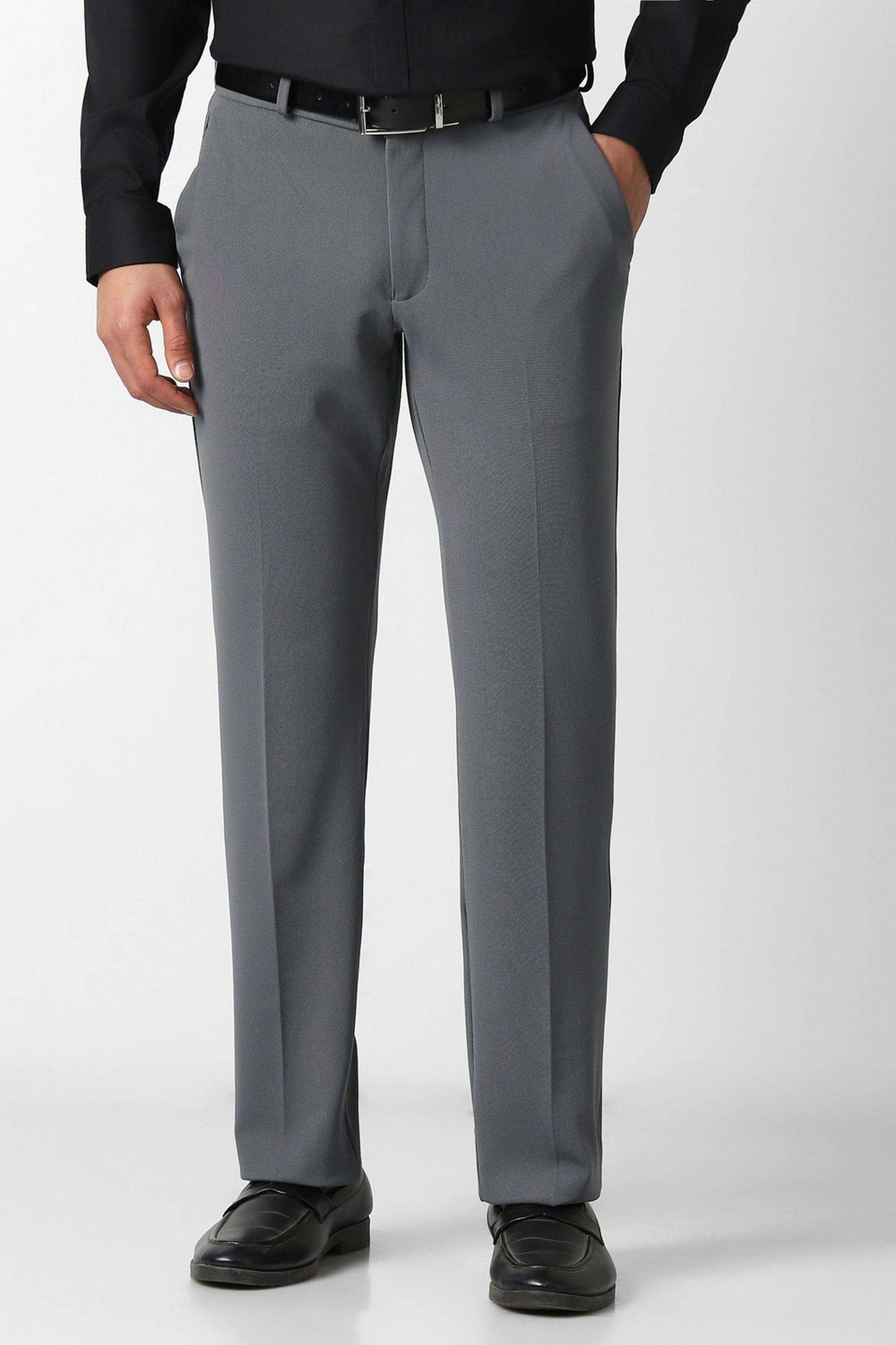 Solid-Polyester-Blend-Slim-Fit-Men-s-Trousers