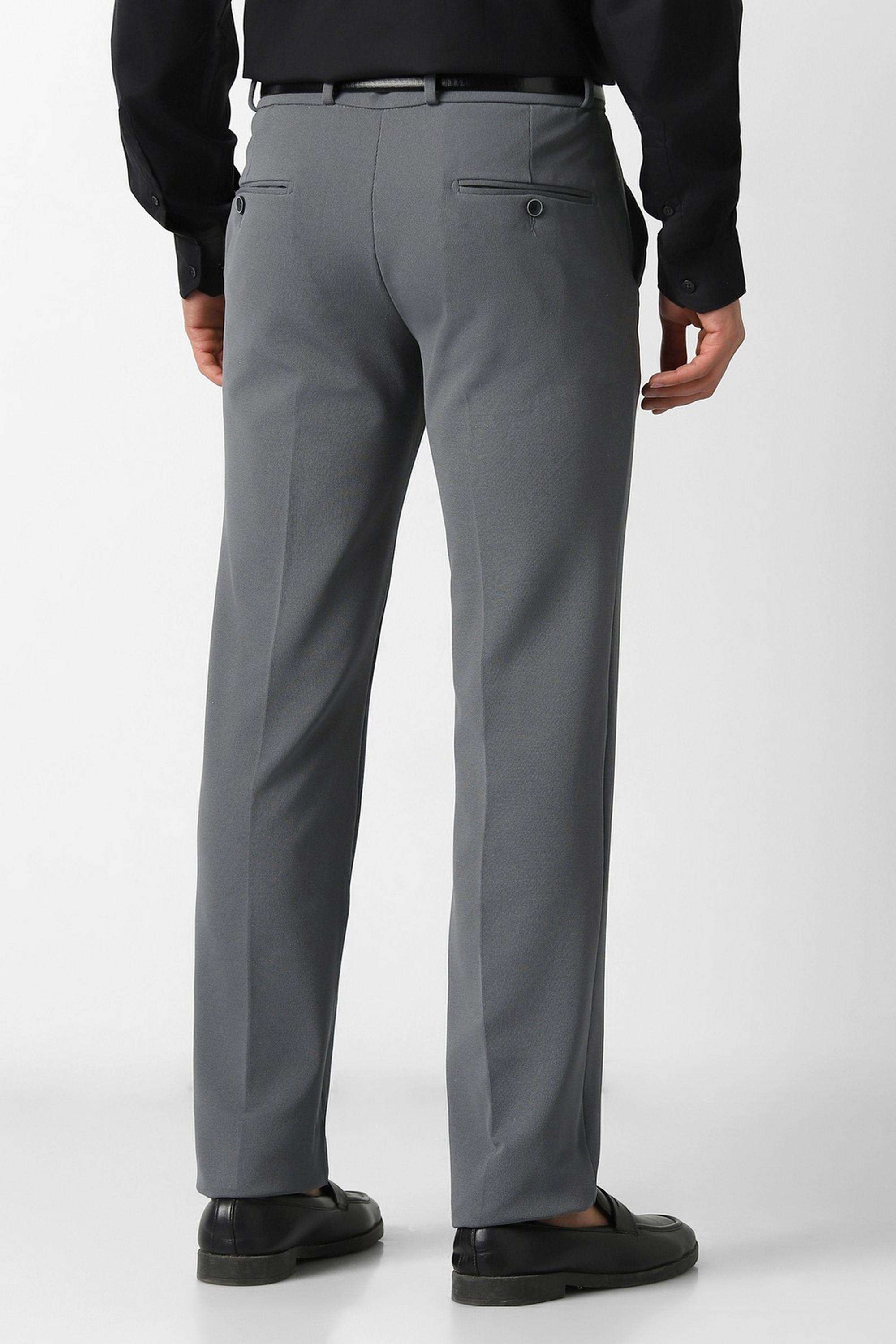 Solid-Polyester-Blend-Slim-Fit-Men-s-Trousers
