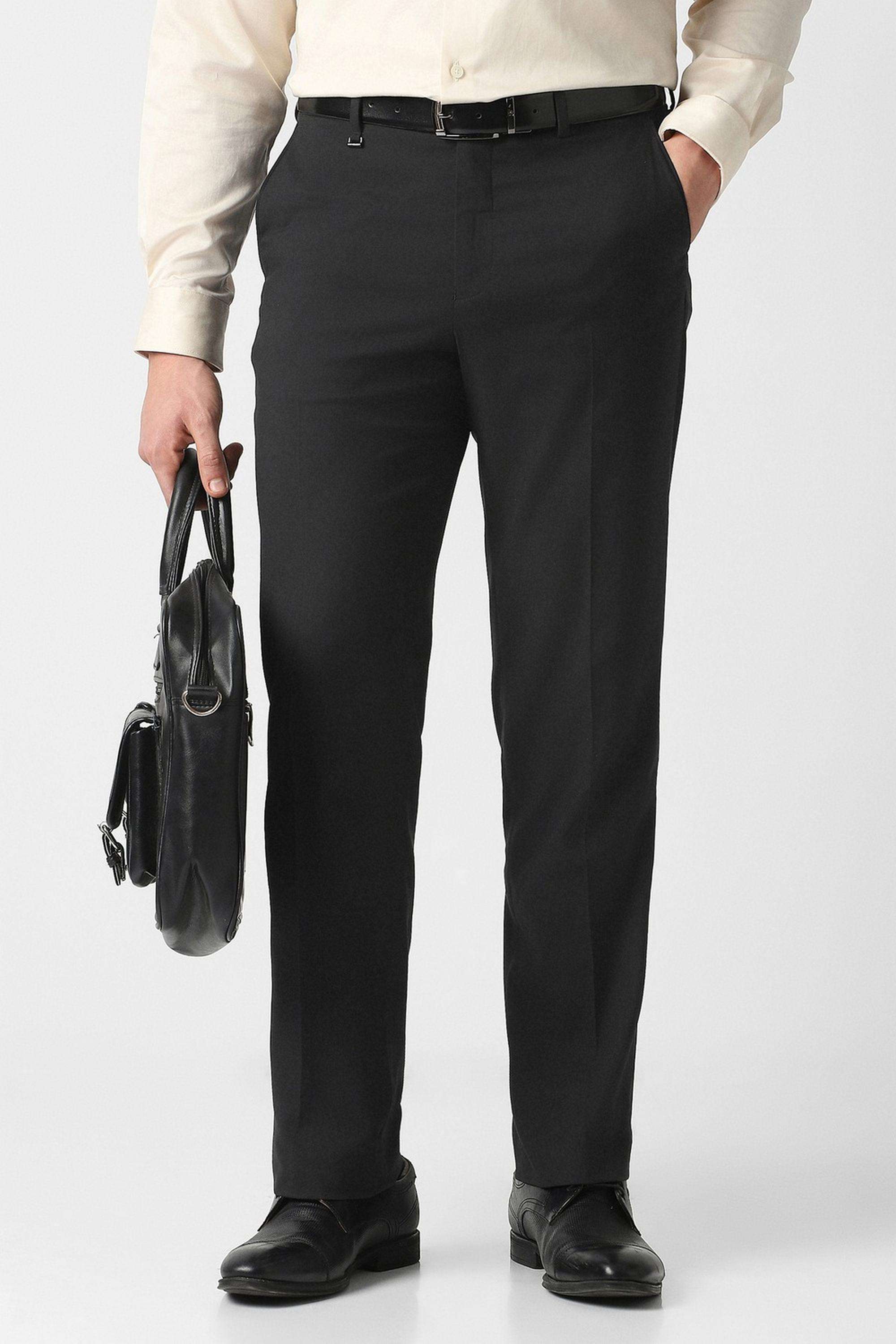 Solid-Blended-Fabric-Regular-Fit-Men-s-Formal-Wear-Trousers