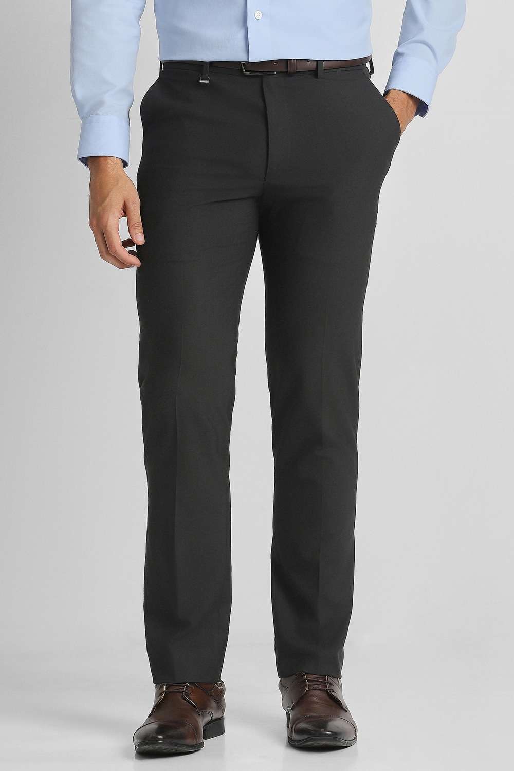 Solid-Blended-Fabric-Slim-Fit-Men-s-Formal-Wear-Trousers